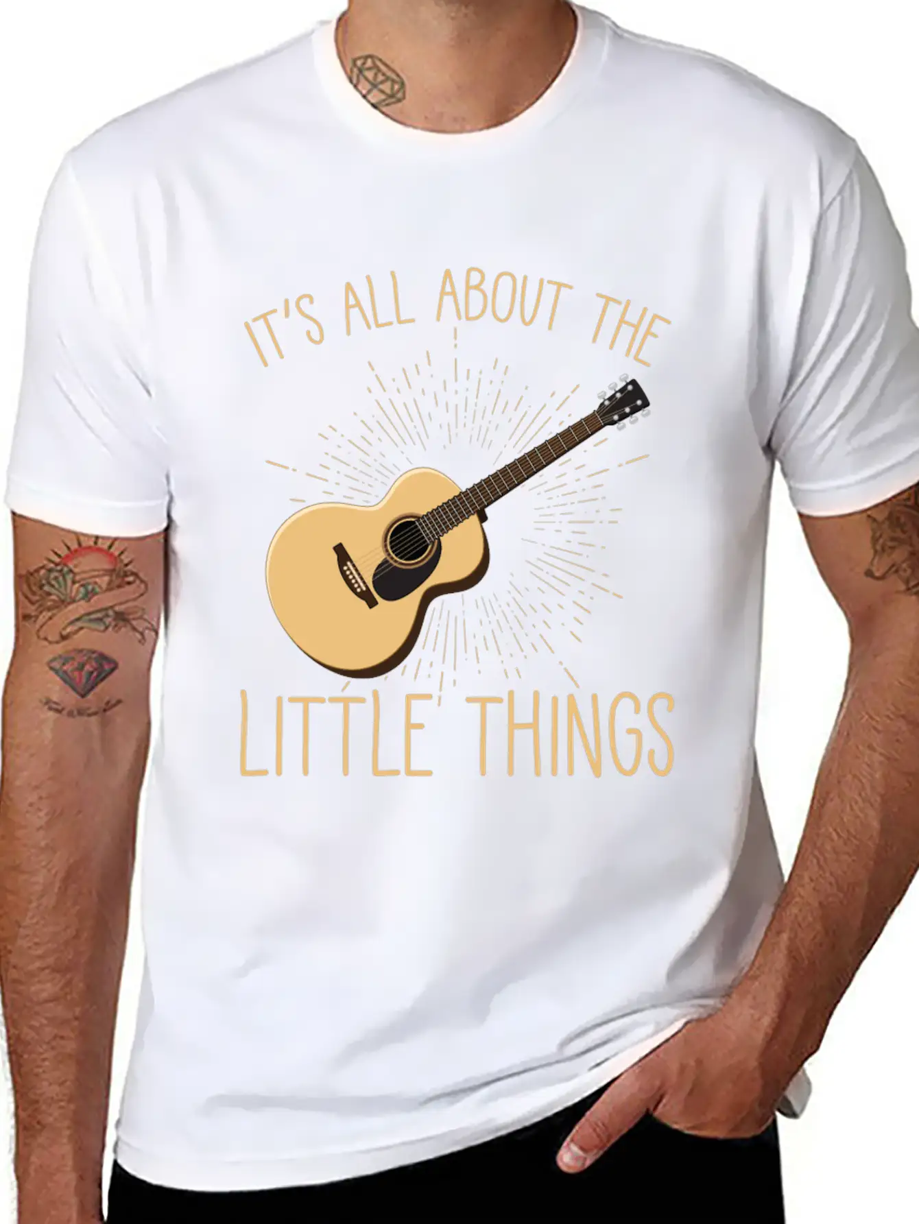 Acoustic Guitar Player Musical Instrument Lover Unisex Short Sleeve Soft Cotton T-Shirt – Casual Everyday Wear