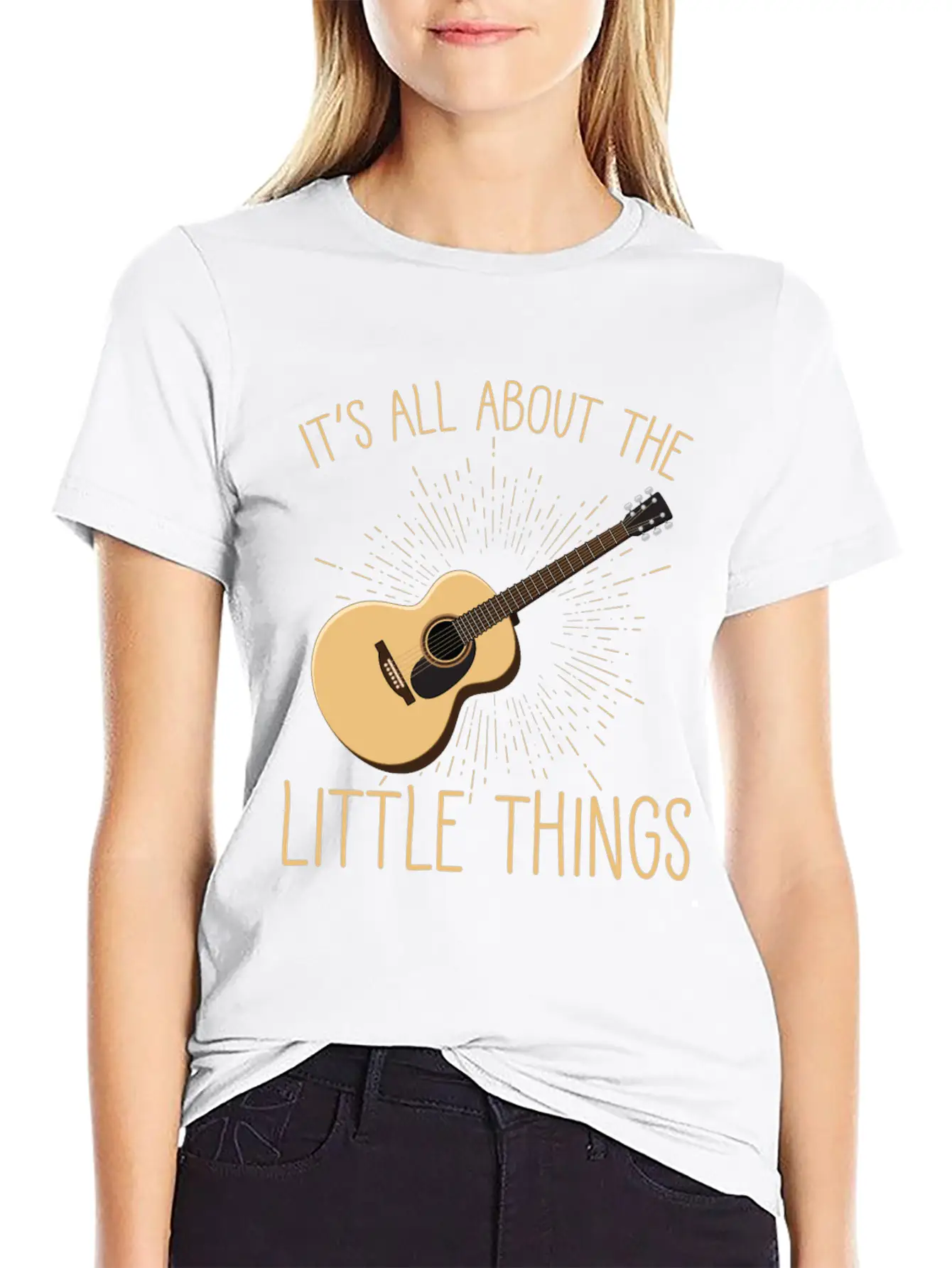 Acoustic Guitar Player Musical Instrument Lover Unisex Short Sleeve Soft Cotton T-Shirt – Casual Everyday Wear
