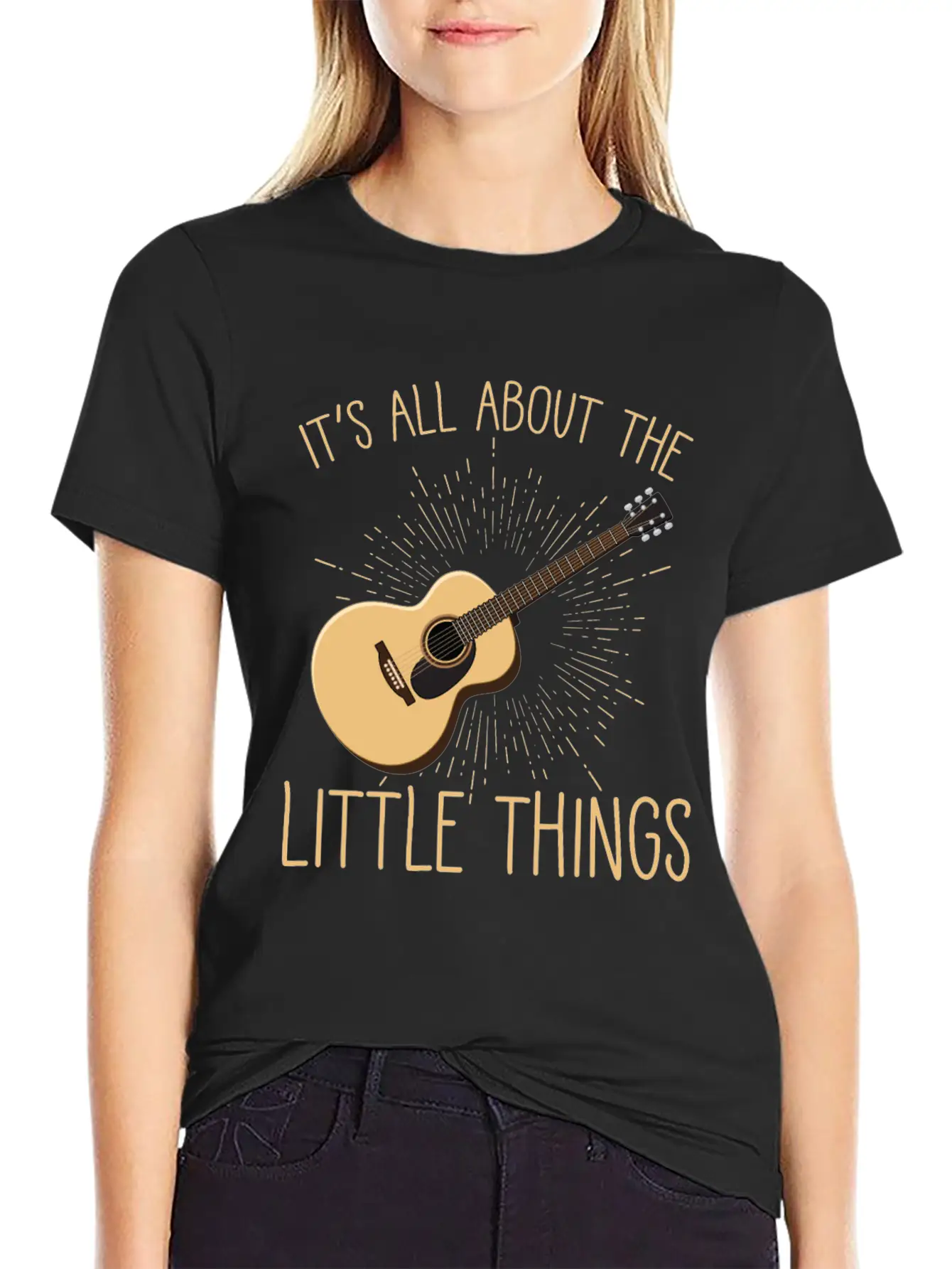 Acoustic Guitar Player Musical Instrument Lover Unisex Short Sleeve Soft Cotton T-Shirt – Casual Everyday Wear