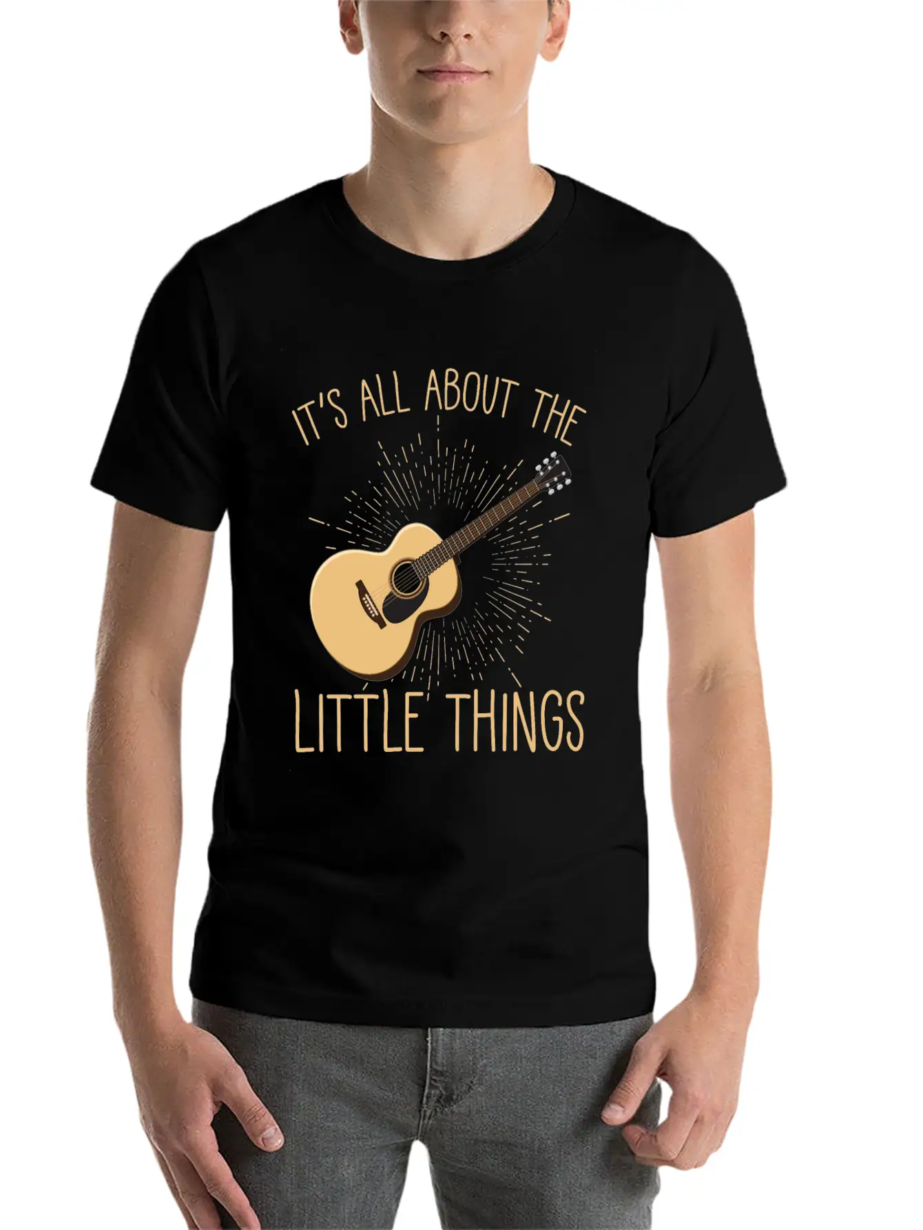 Acoustic Guitar Player Musical Instrument Lover Unisex Short Sleeve Soft Cotton T-Shirt – Casual Everyday Wear