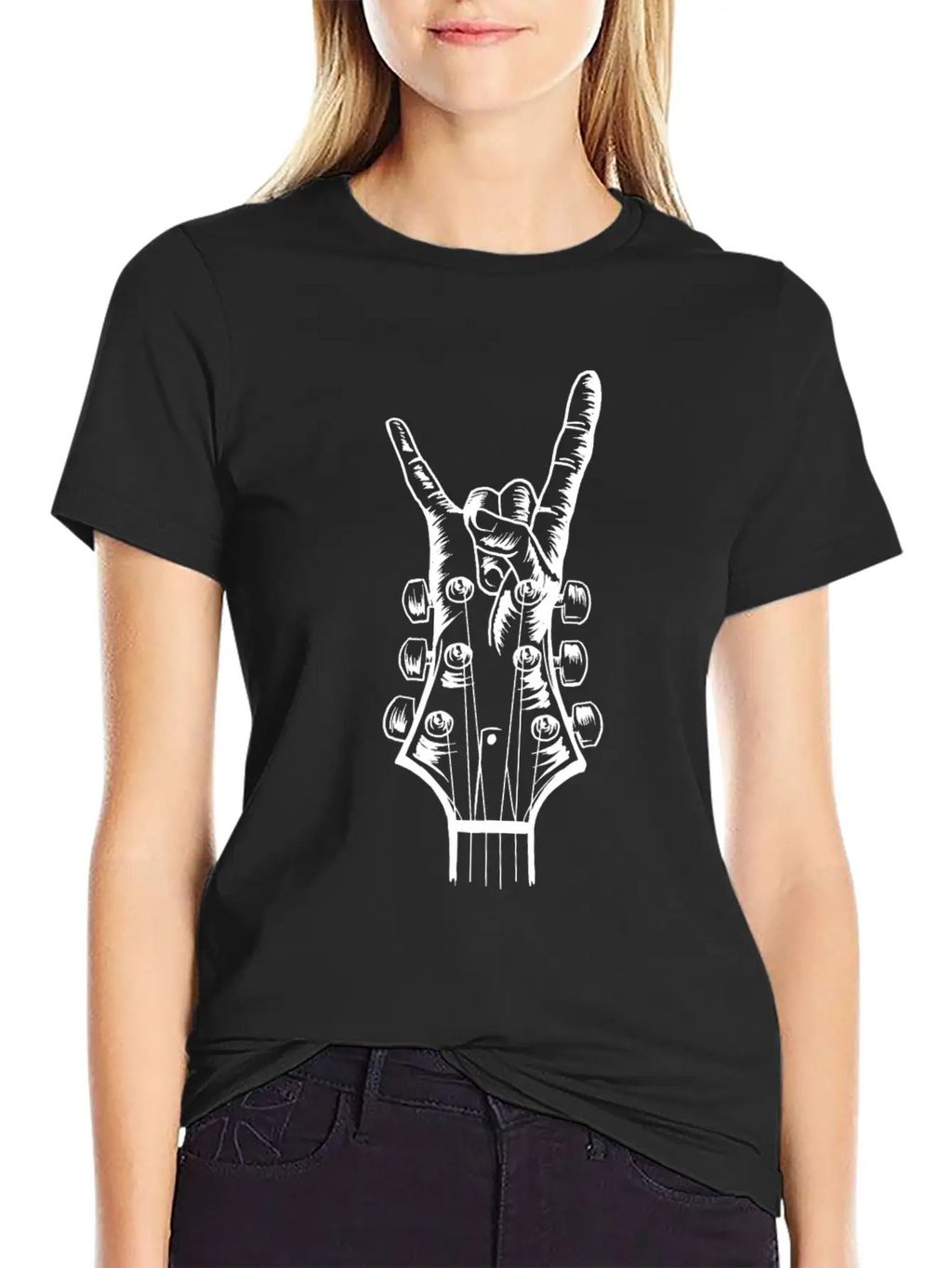 Acoustic Guitar Rock Hand Music Guitarist Player Classic Crew Neck Graphic Tee – Everyday Minimal Look