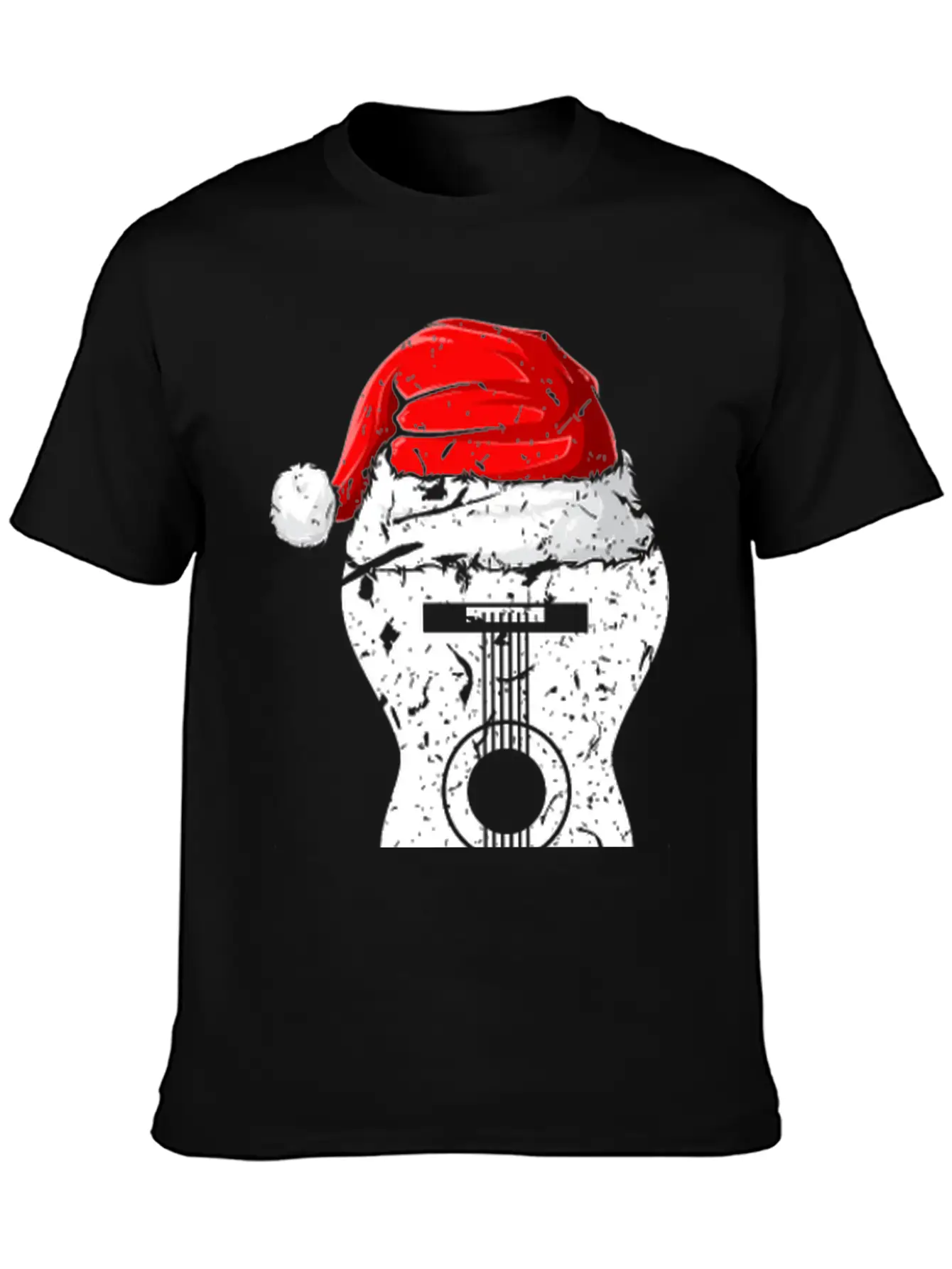 Acoustic Guitar Santa Hat Guitarist Christmas Xmas Essential Unisex Summer Tee – Soft Cotton Casual Fit