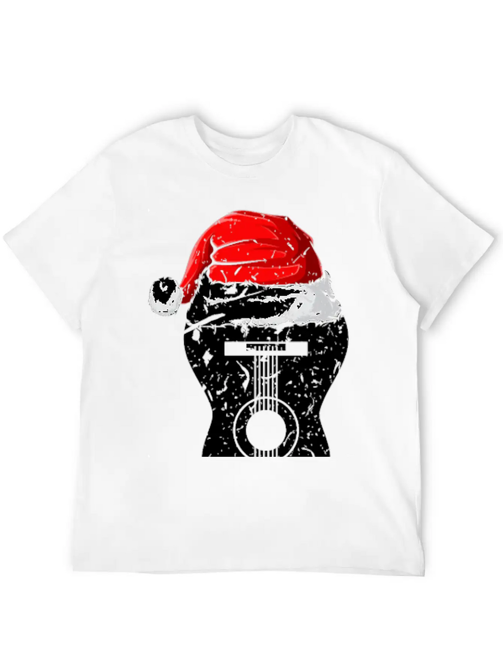 Acoustic Guitar Santa Hat Guitarist Christmas Xmas Essential Unisex Summer Tee – Soft Cotton Casual Fit