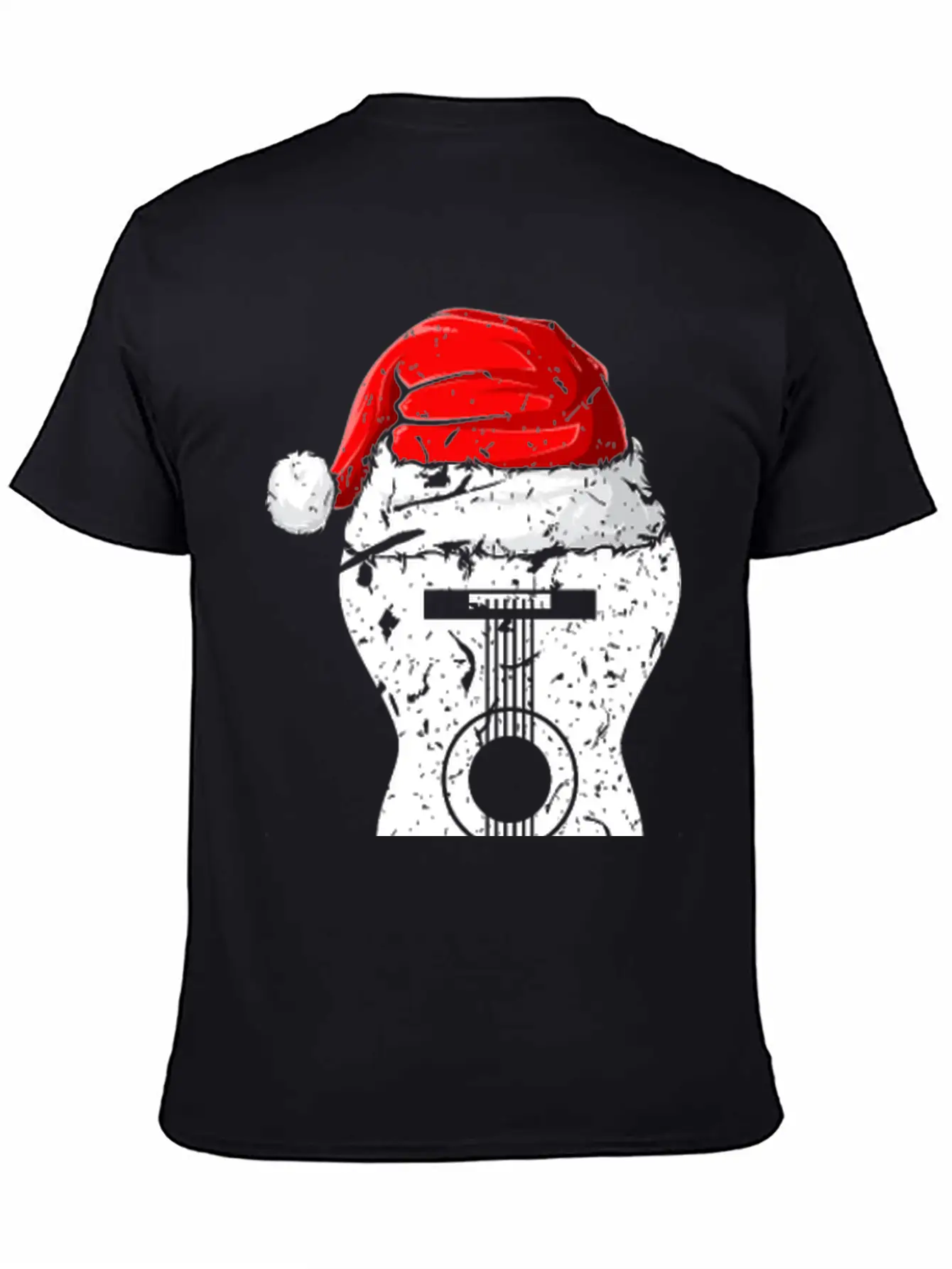 Acoustic Guitar Santa Hat Guitarist Christmas Xmas Essential Unisex Summer Tee – Soft Cotton Casual Fit