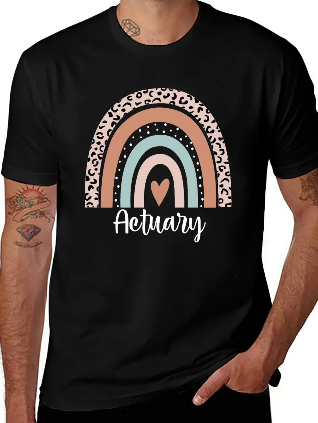 Actuary Rainbow Leopard Funny Actuary Appreciation Breathable Graphic T-Shirt – Perfect For Casual Days
