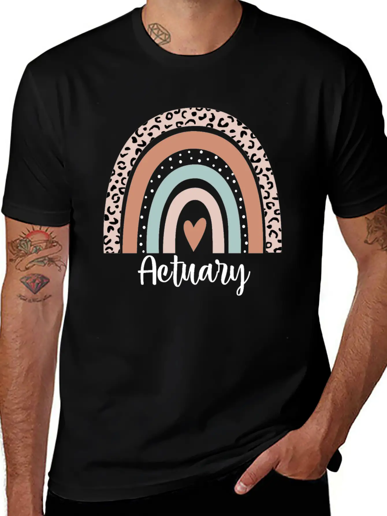 Actuary Rainbow Leopard Funny Actuary Appreciation Breathable Graphic T-Shirt – Perfect For Casual Days