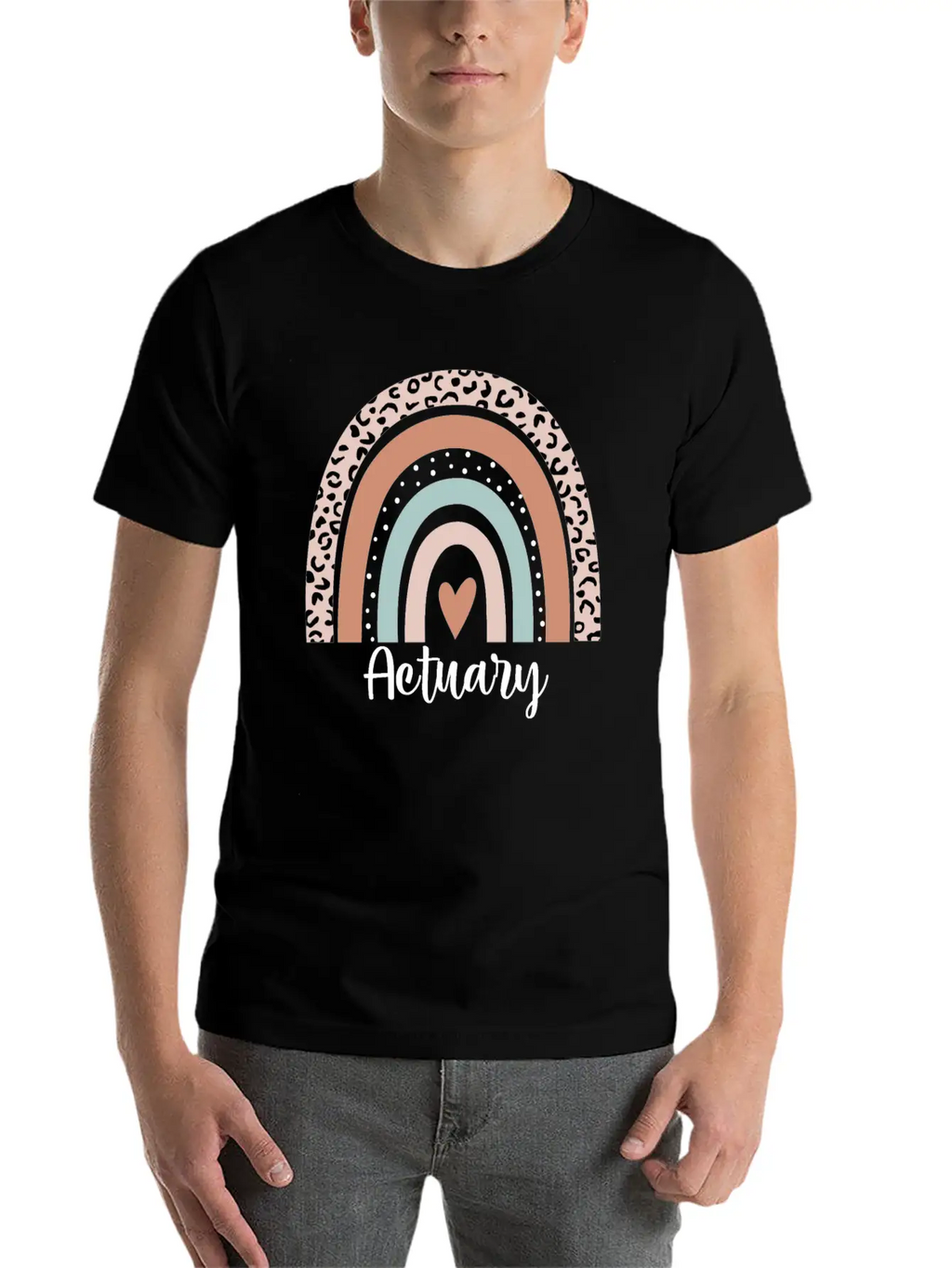 Actuary Rainbow Leopard Funny Actuary Appreciation Breathable Graphic T-Shirt – Perfect For Casual Days