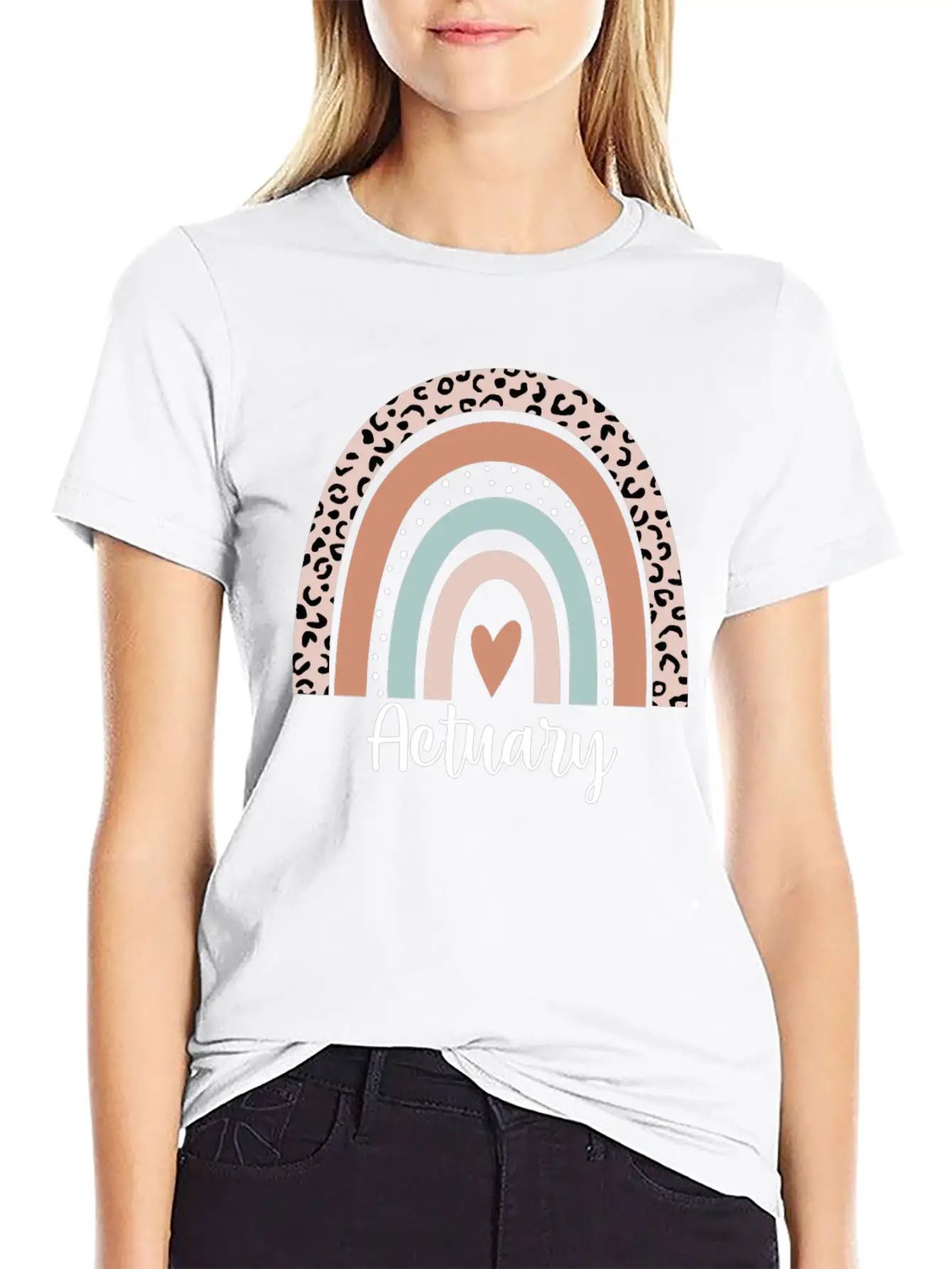 Actuary Rainbow Leopard Funny Actuary Appreciation Breathable Graphic T-Shirt – Perfect For Casual Days