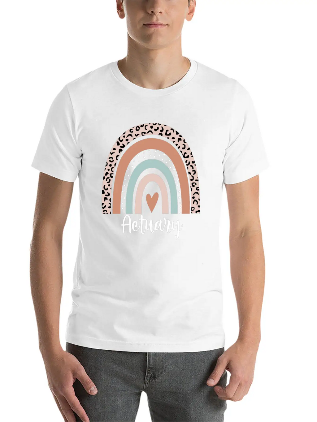 Actuary Rainbow Leopard Funny Actuary Appreciation Breathable Graphic T-Shirt – Perfect For Casual Days