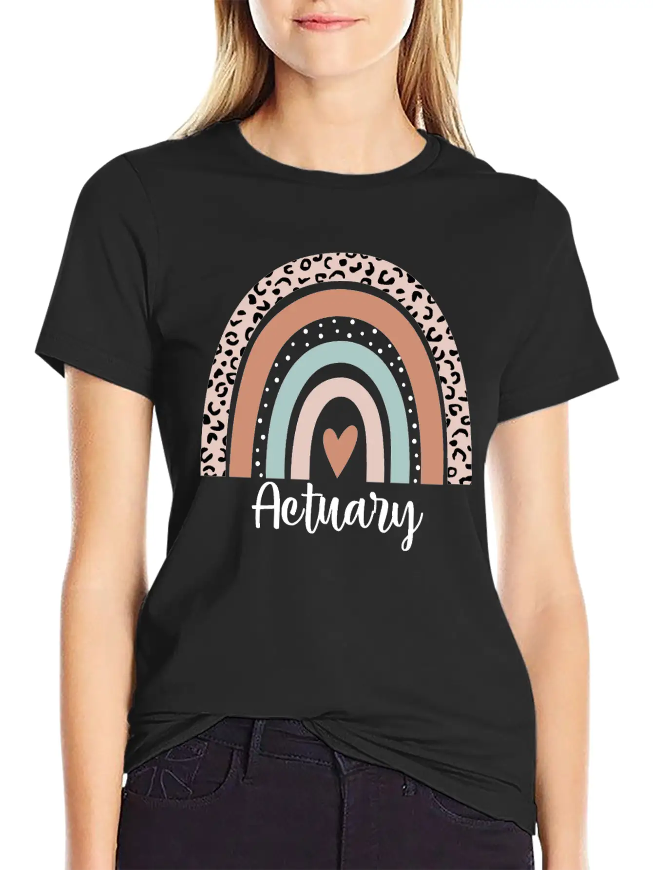 Actuary Rainbow Leopard Funny Actuary Appreciation Breathable Graphic T-Shirt – Perfect For Casual Days