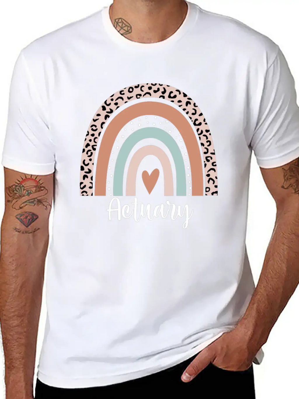 Actuary Rainbow Leopard Funny Actuary Appreciation Breathable Graphic T-Shirt – Perfect For Casual Days