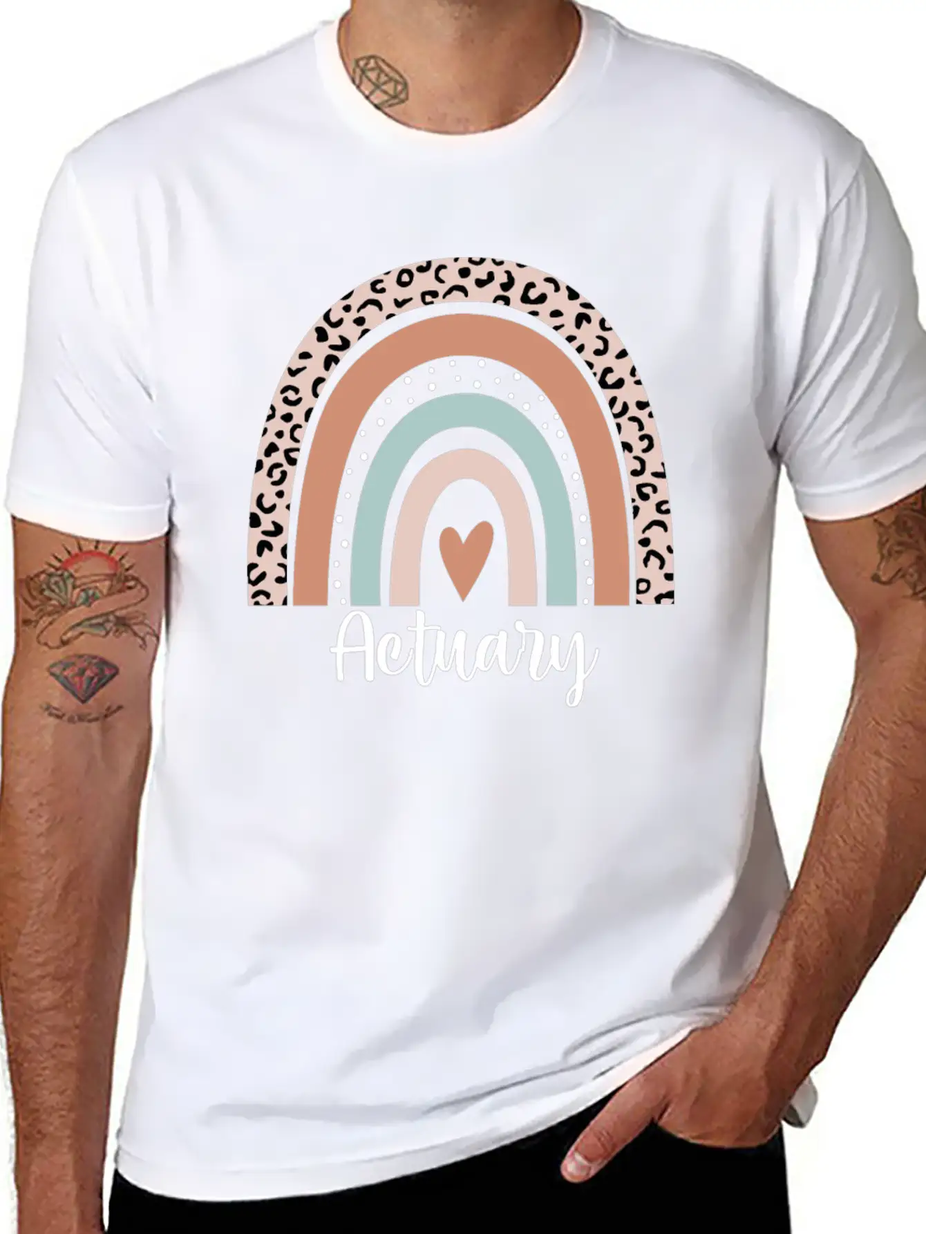 Actuary Rainbow Leopard Funny Actuary Appreciation Breathable Graphic T-Shirt – Perfect For Casual Days