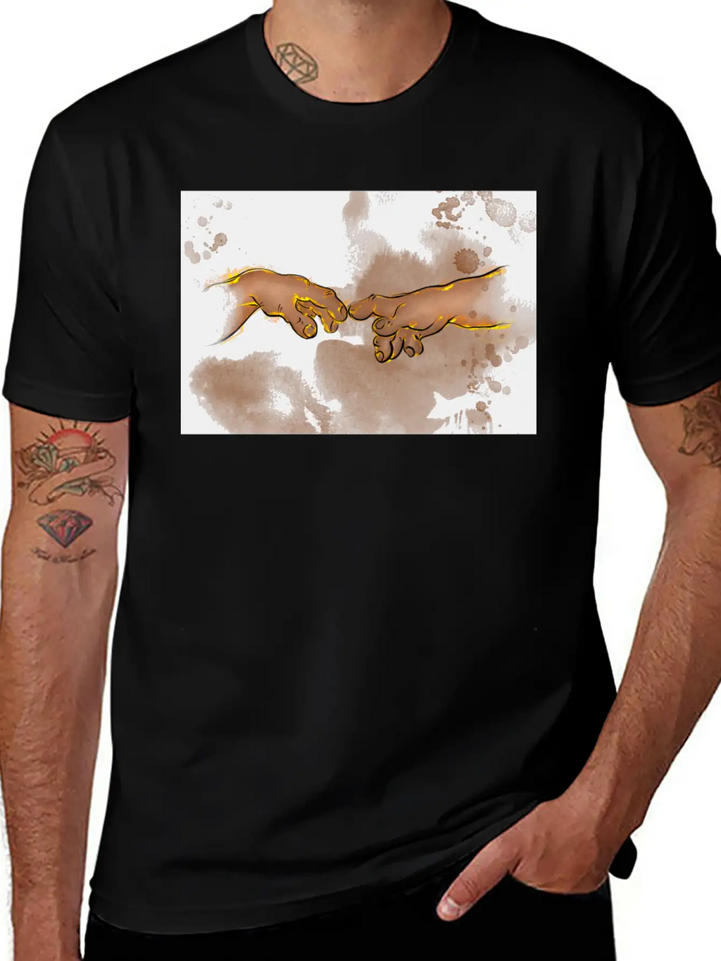 Adams Creation Michelangelo Hands As Gnomes Unisex Casual T-Shirt – Clean Design For Daily Comfort