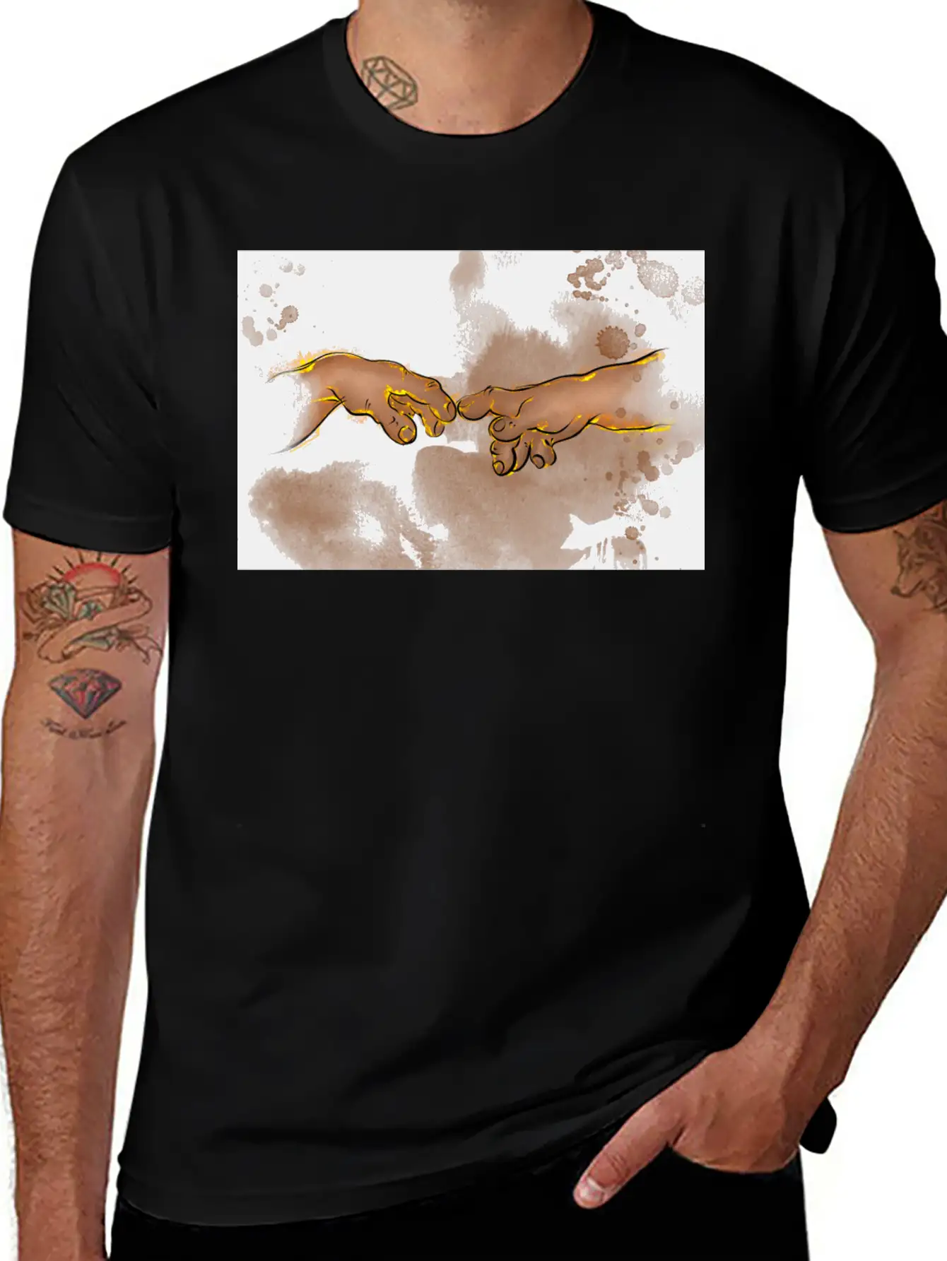 Adams Creation Michelangelo Hands As Gnomes Unisex Casual T-Shirt – Clean Design For Daily Comfort