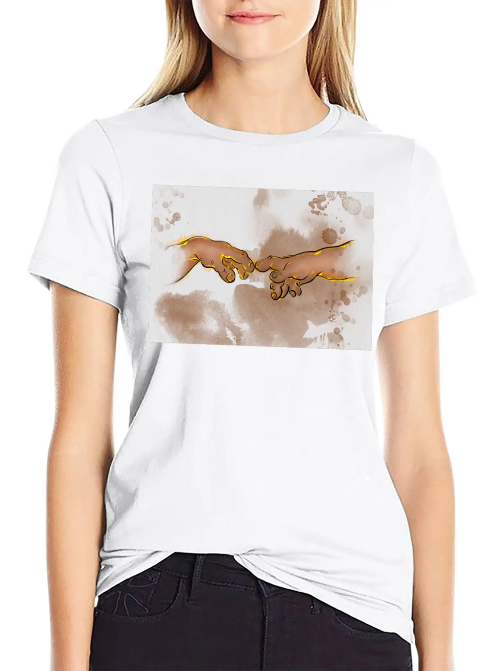 Adams Creation Michelangelo Hands As Gnomes Unisex Casual T-Shirt – Clean Design For Daily Comfort