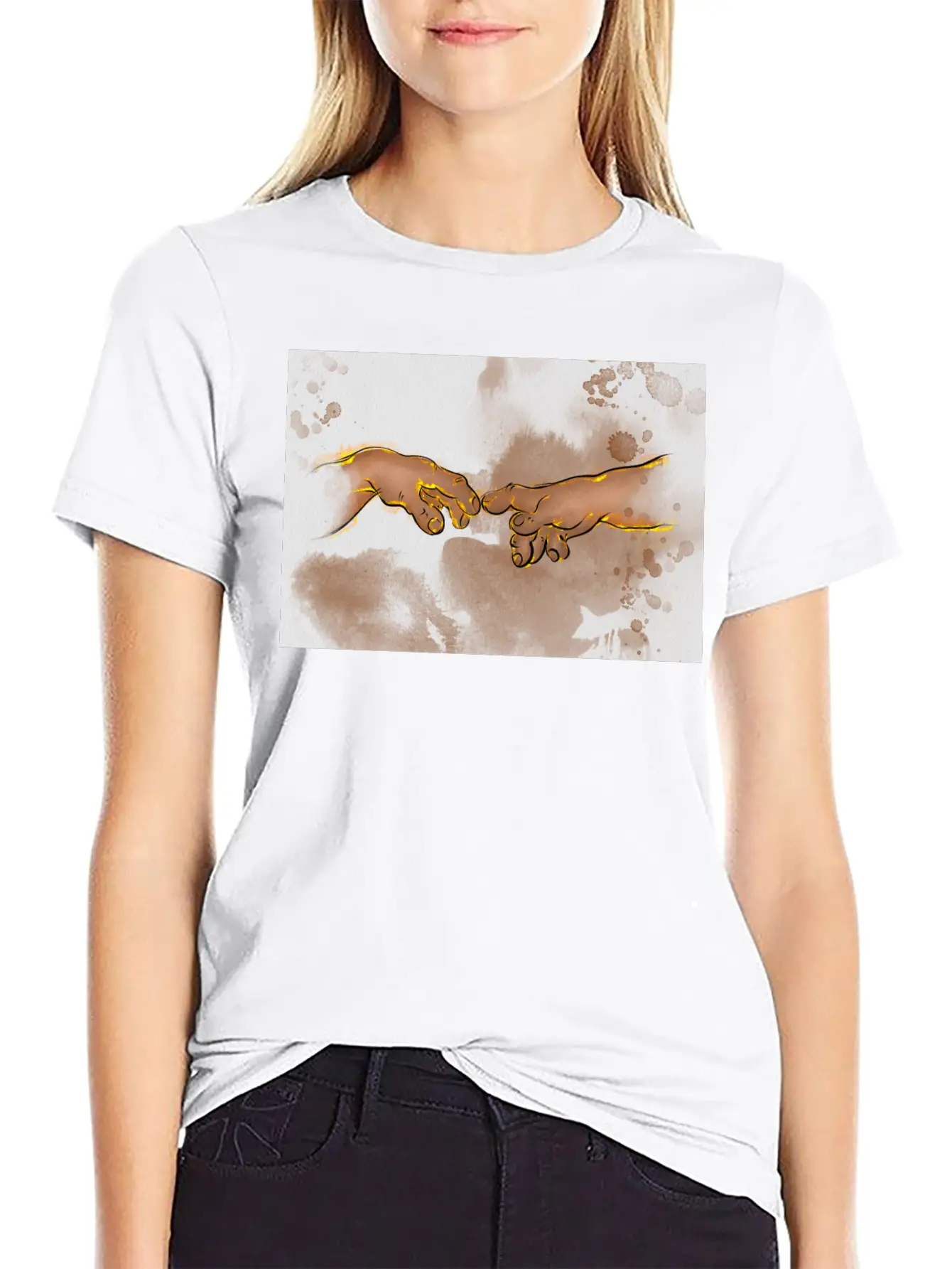 Adams Creation Michelangelo Hands As Gnomes Unisex Casual T-Shirt – Clean Design For Daily Comfort