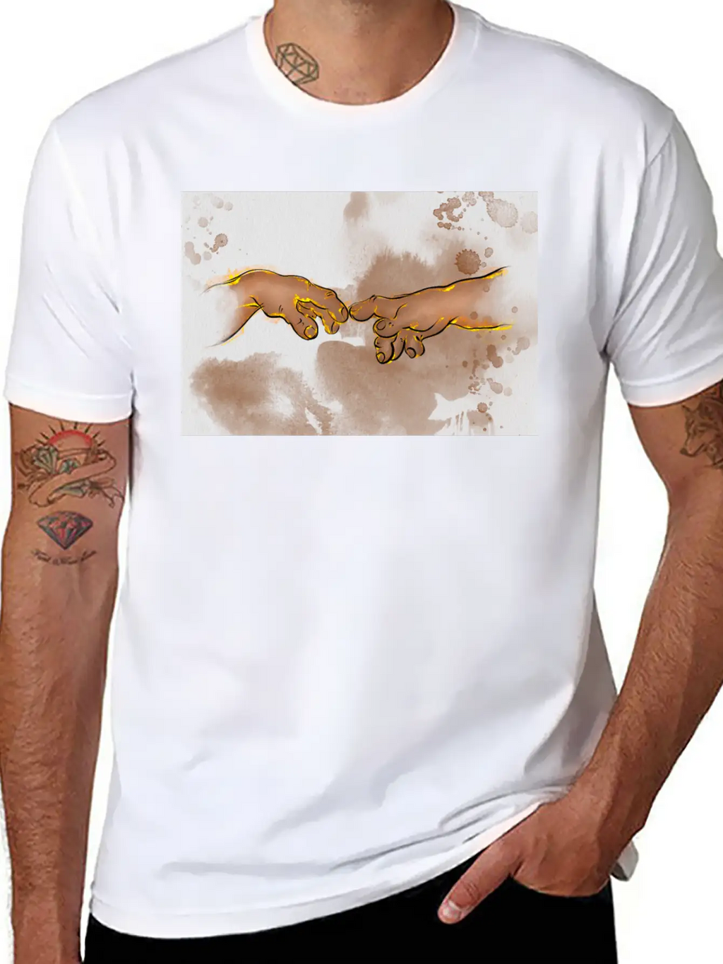 Adams Creation Michelangelo Hands As Gnomes Unisex Casual T-Shirt – Clean Design For Daily Comfort