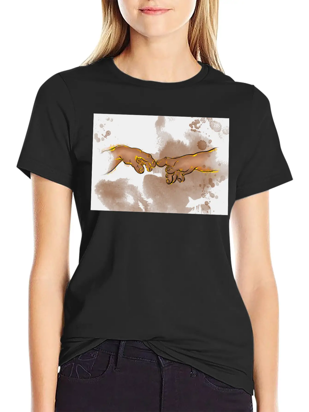 Adams Creation Michelangelo Hands As Gnomes Unisex Casual T-Shirt – Clean Design For Daily Comfort