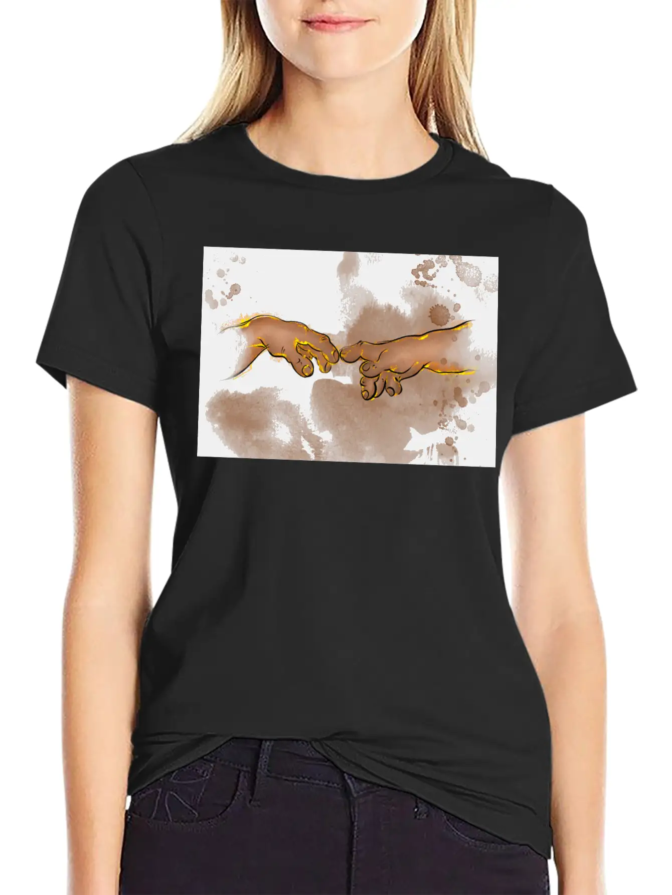 Adams Creation Michelangelo Hands As Gnomes Unisex Casual T-Shirt – Clean Design For Daily Comfort