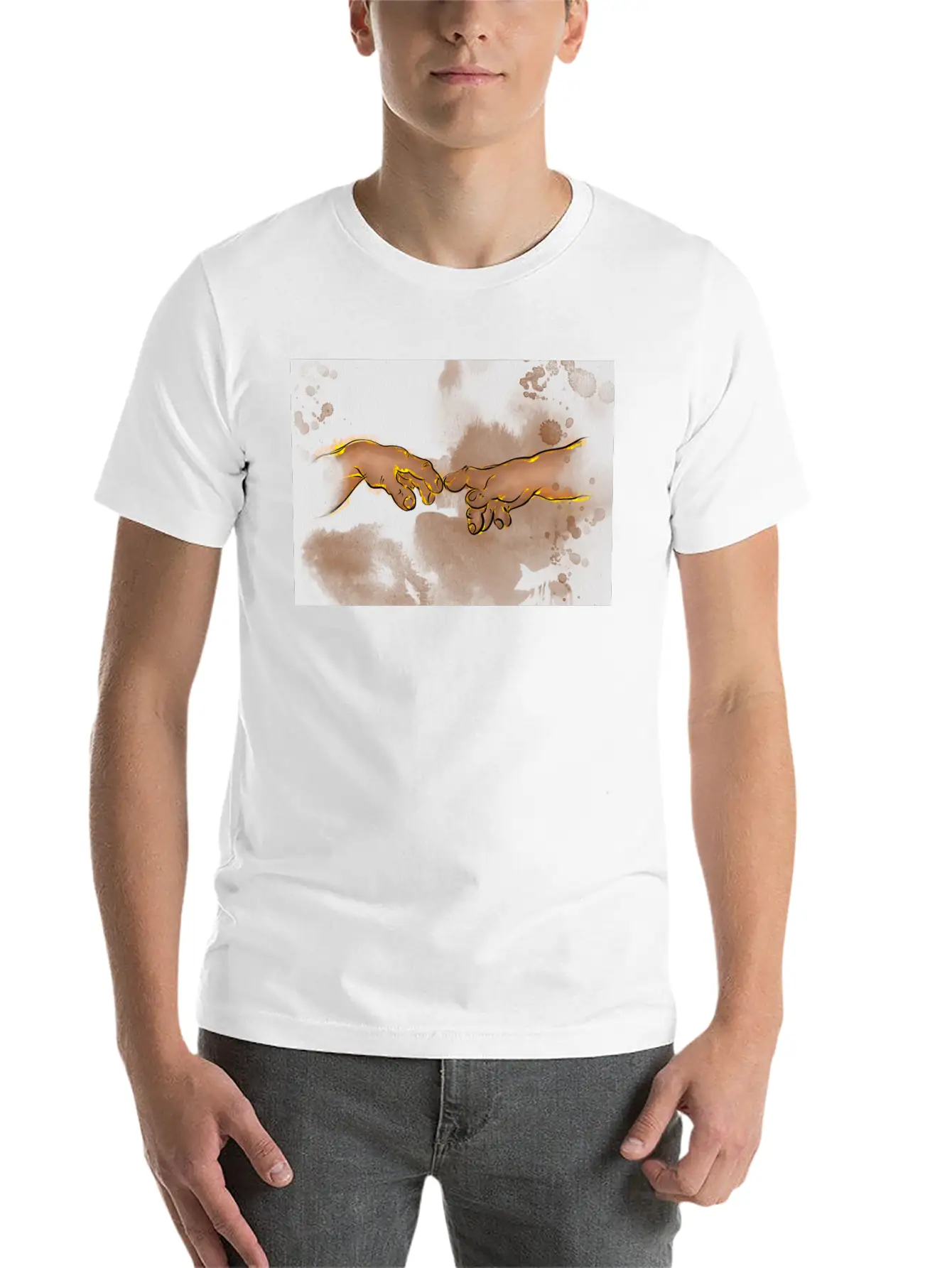 Adams Creation Michelangelo Hands As Gnomes Unisex Casual T-Shirt – Clean Design For Daily Comfort