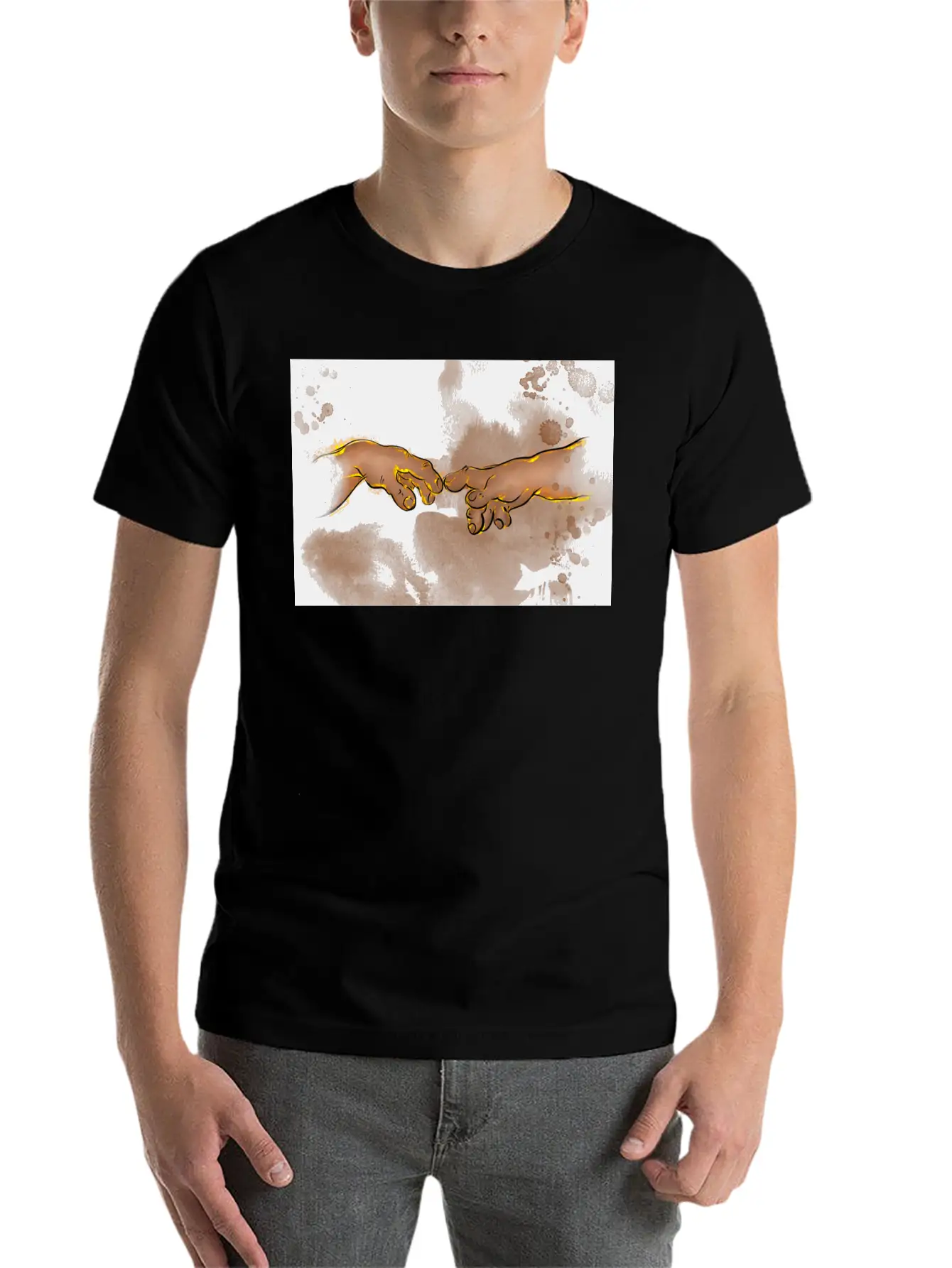 Adams Creation Michelangelo Hands As Gnomes Unisex Casual T-Shirt – Clean Design For Daily Comfort