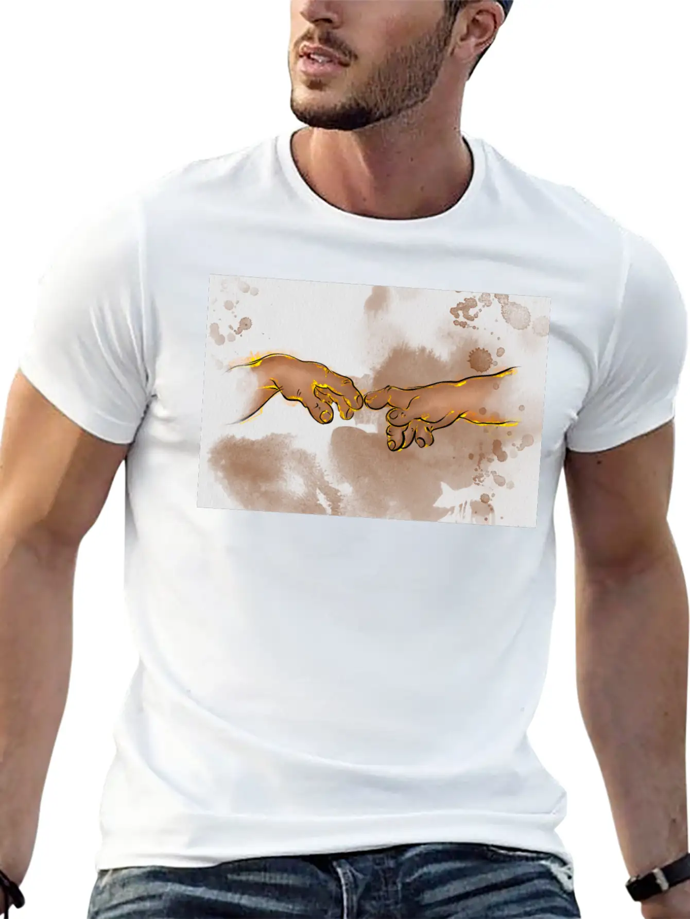 Adams Creation Michelangelo Hands As Gnomes Unisex Casual T-Shirt – Clean Design For Daily Comfort