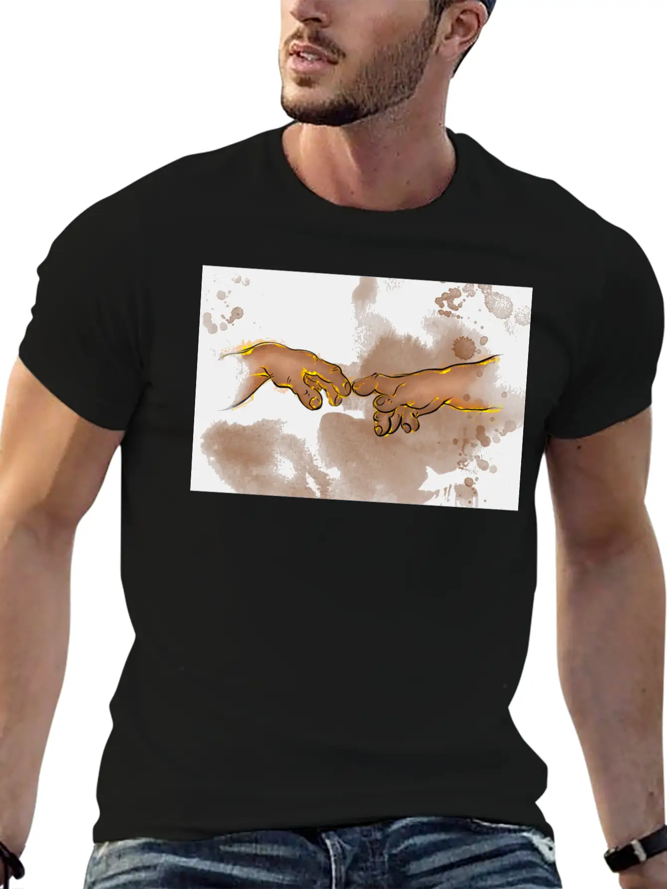 Adams Creation Michelangelo Hands As Gnomes Unisex Casual T-Shirt – Clean Design For Daily Comfort