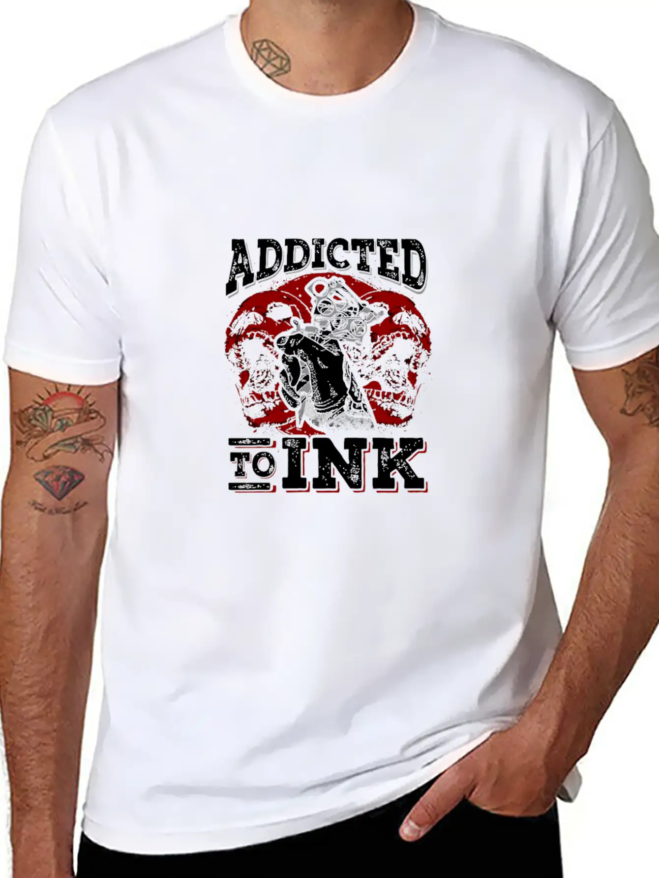 Addicted To Ink Tattoo Hoodie Tattoo Lover Gifts Unisex Short Sleeve Soft Cotton T-Shirt – Casual Everyday Wear