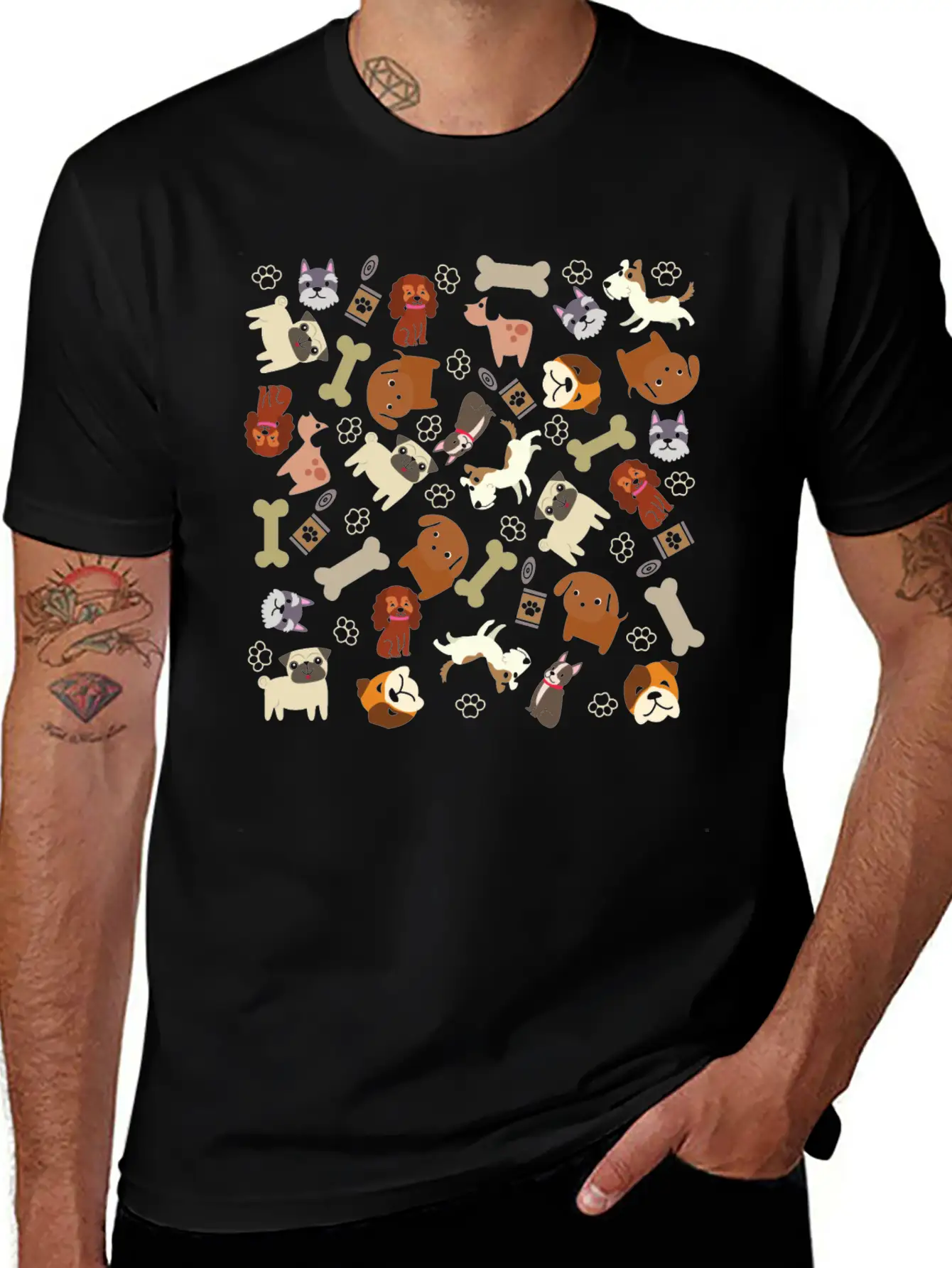 Adorable Dog Collage Unisex Casual T-Shirt – Clean Design For Daily Comfort