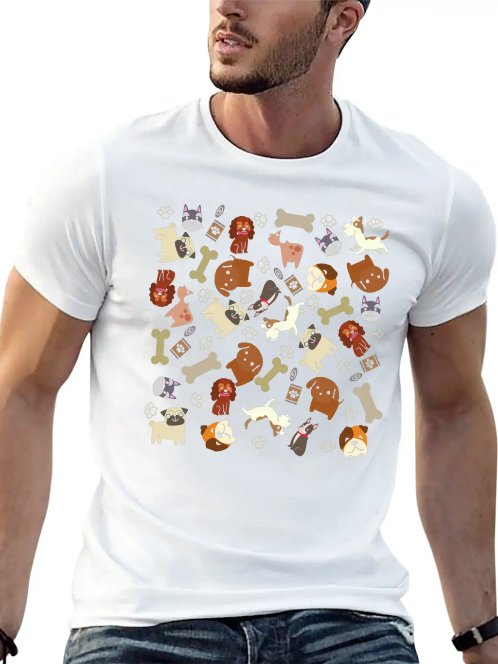 Adorable Dog Collage Unisex Casual T-Shirt – Clean Design For Daily Comfort