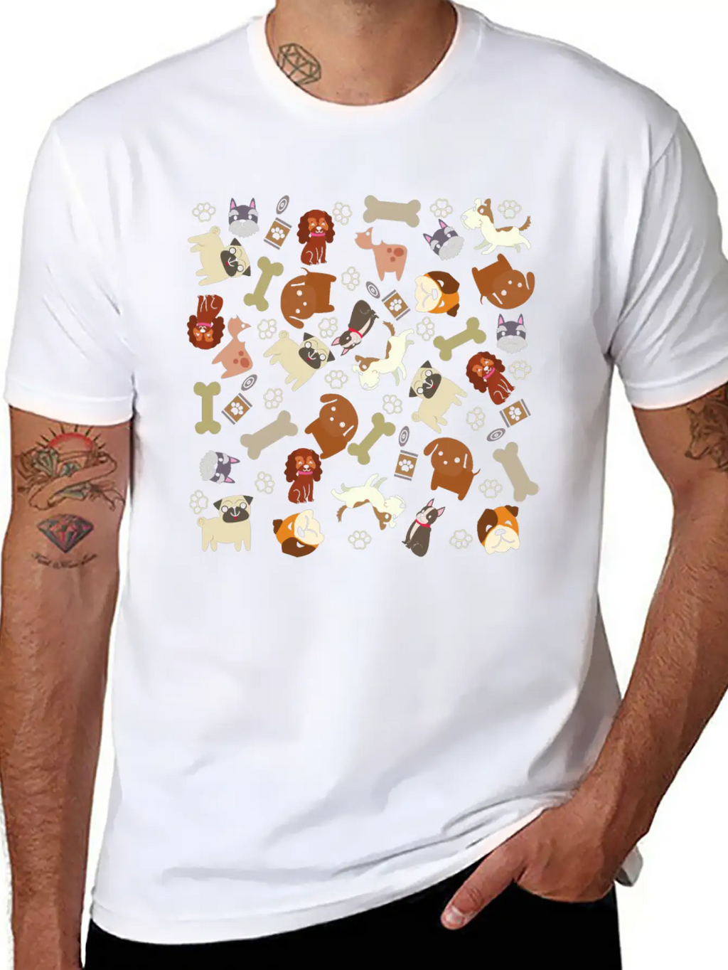 Adorable Dog Collage Unisex Casual T-Shirt – Clean Design For Daily Comfort