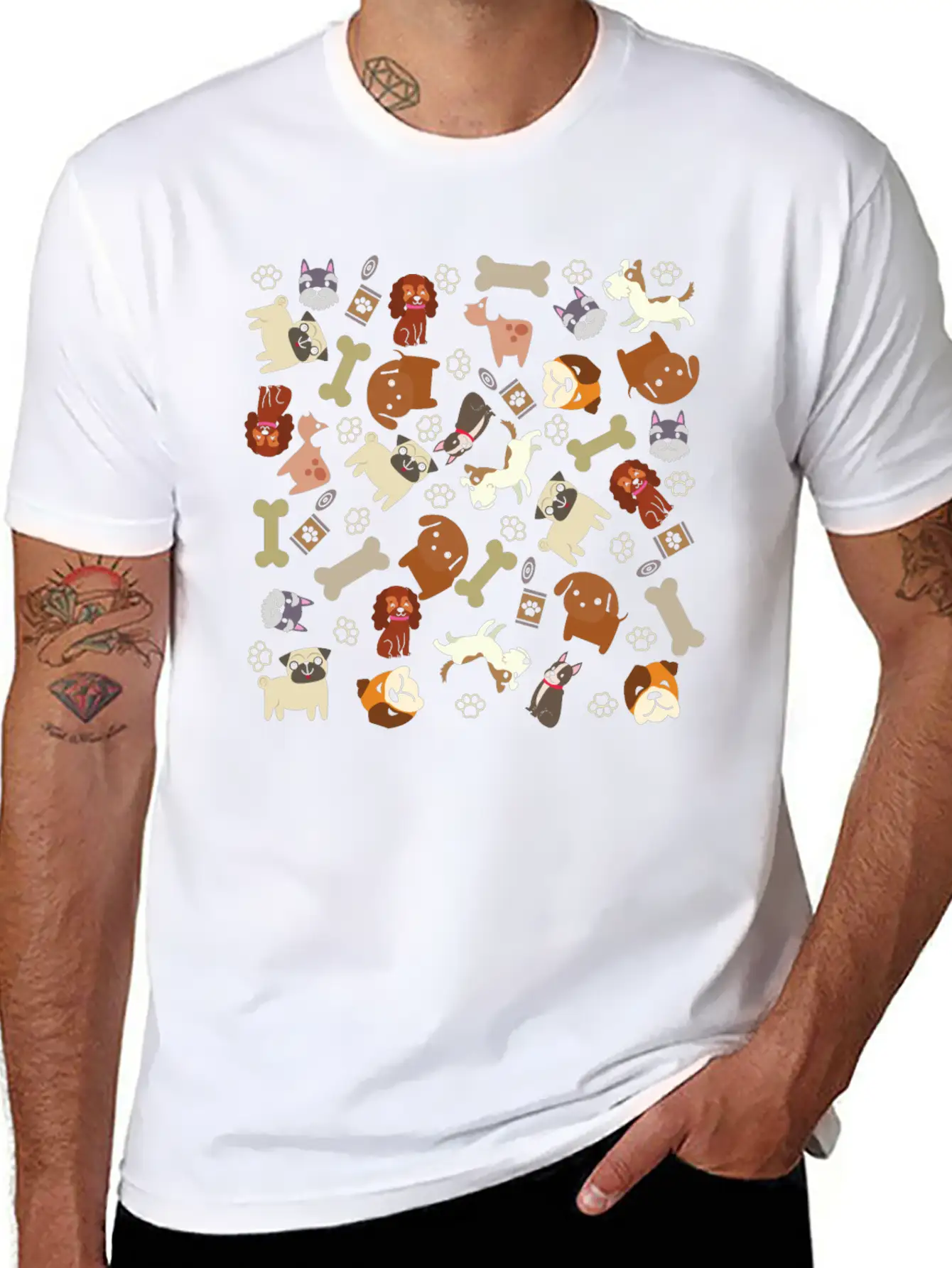 Adorable Dog Collage Unisex Casual T-Shirt – Clean Design For Daily Comfort