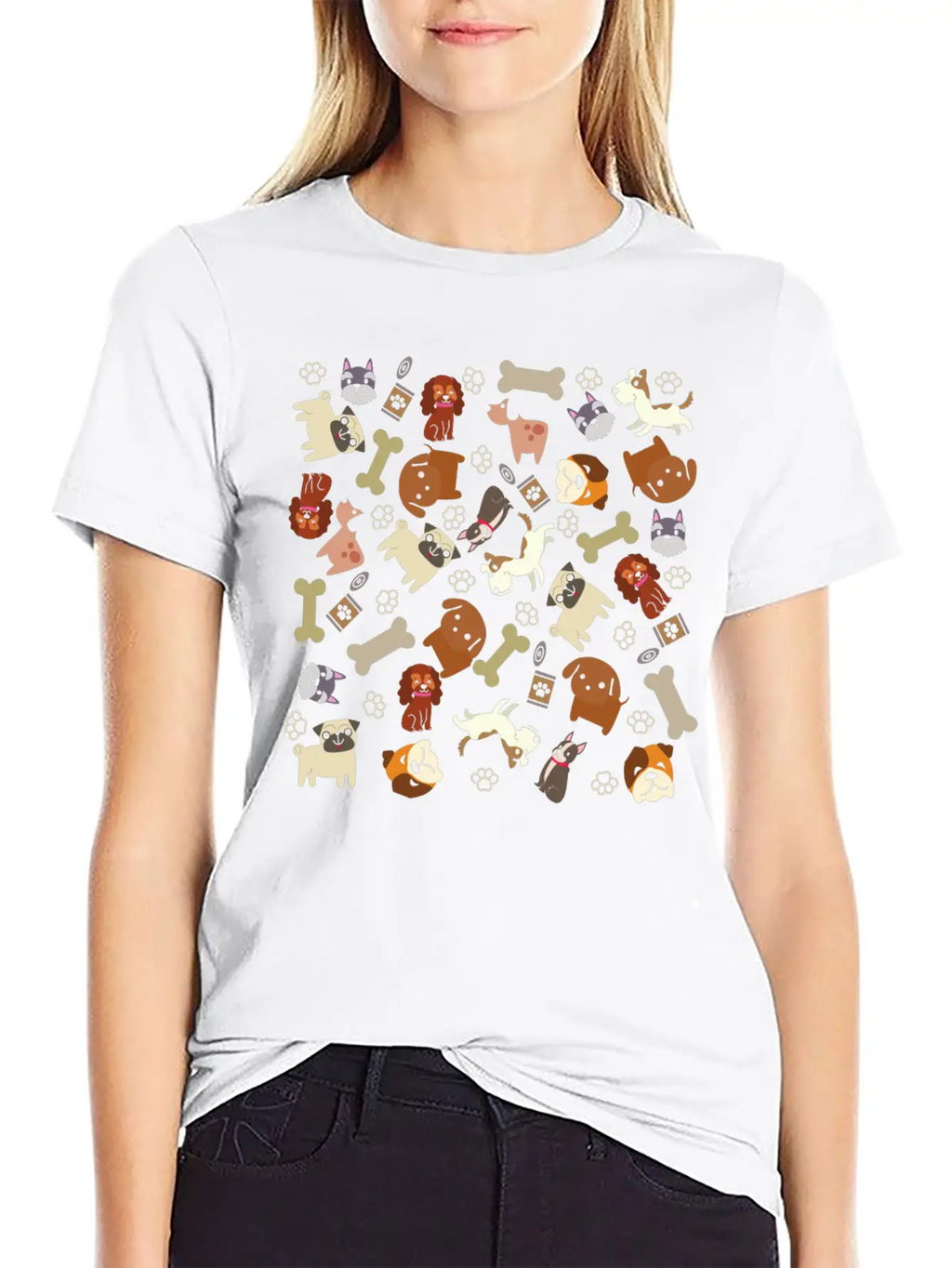 Adorable Dog Collage Unisex Casual T-Shirt – Clean Design For Daily Comfort