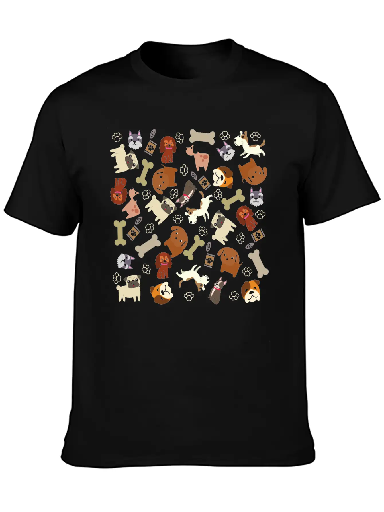 Adorable Dog Collage Unisex Casual T-Shirt – Clean Design For Daily Comfort