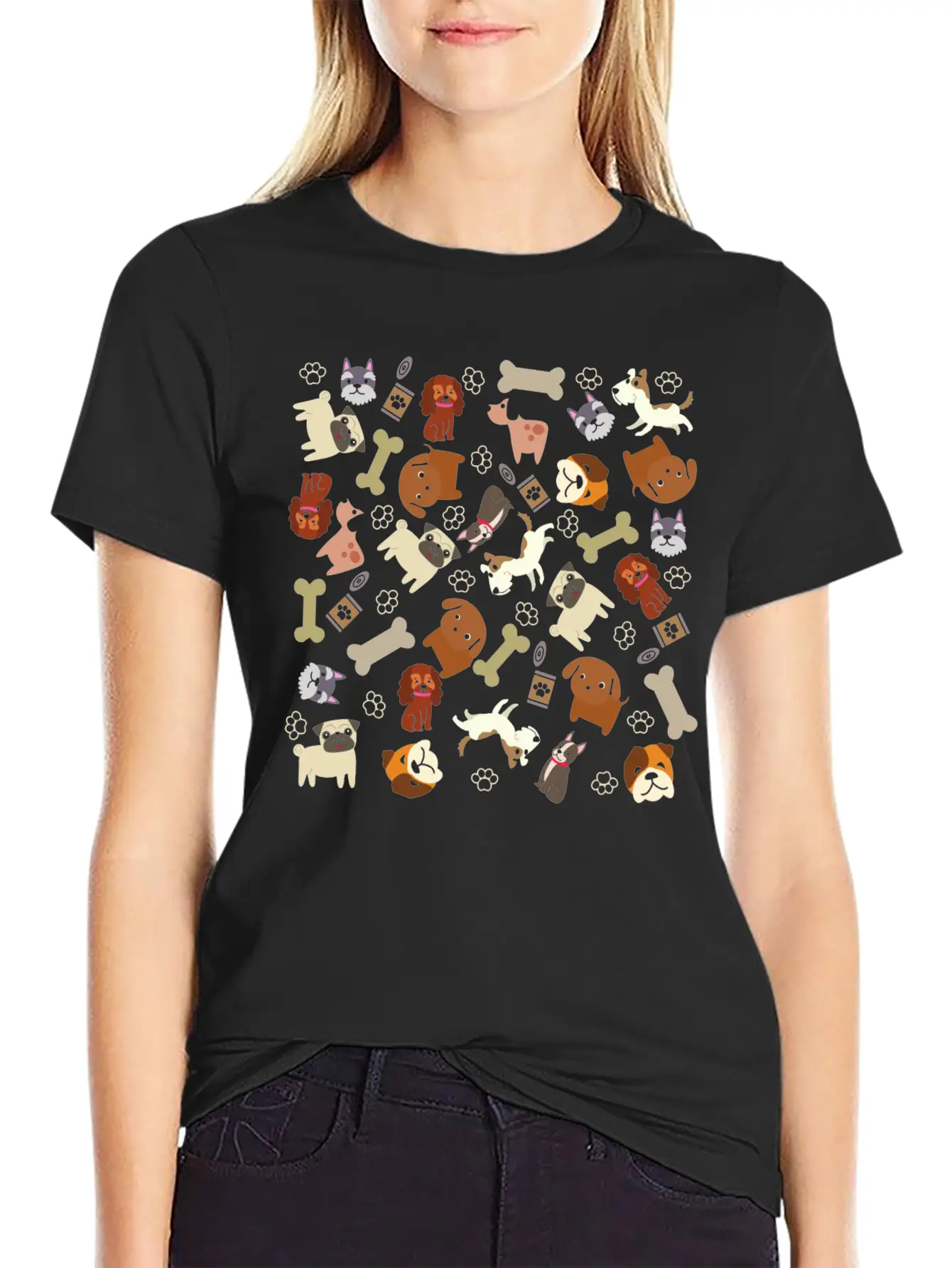 Adorable Dog Collage Unisex Casual T-Shirt – Clean Design For Daily Comfort