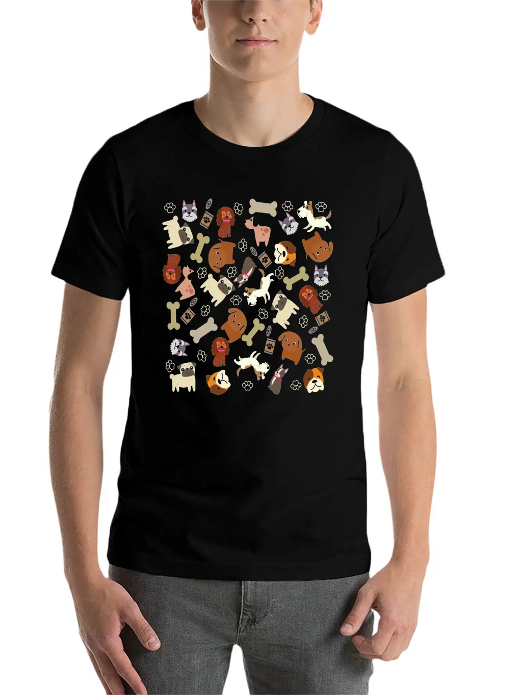 Adorable Dog Collage Unisex Casual T-Shirt – Clean Design For Daily Comfort
