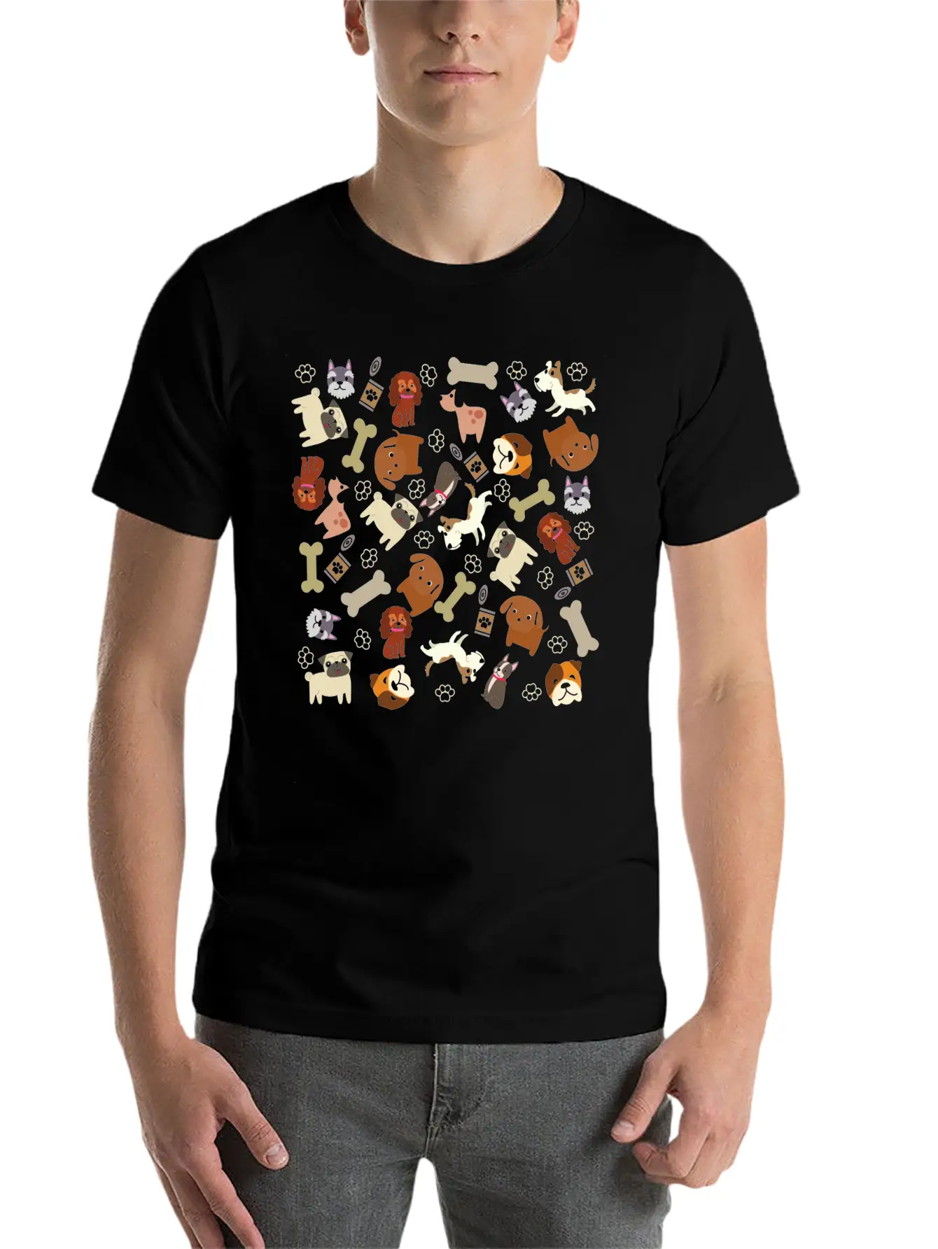 Adorable Dog Collage Unisex Casual T-Shirt – Clean Design For Daily Comfort