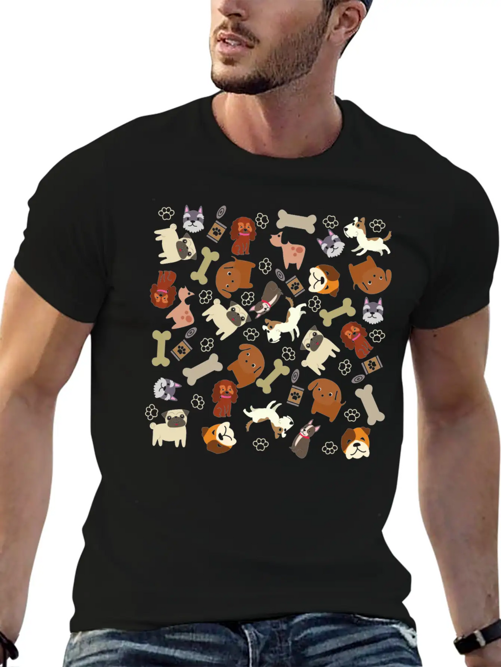 Adorable Dog Collage Unisex Casual T-Shirt – Clean Design For Daily Comfort
