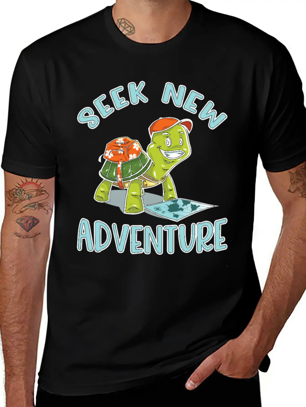 Adventure Turtle Unisex Short Sleeve Soft Cotton T-Shirt – Casual Everyday Wear