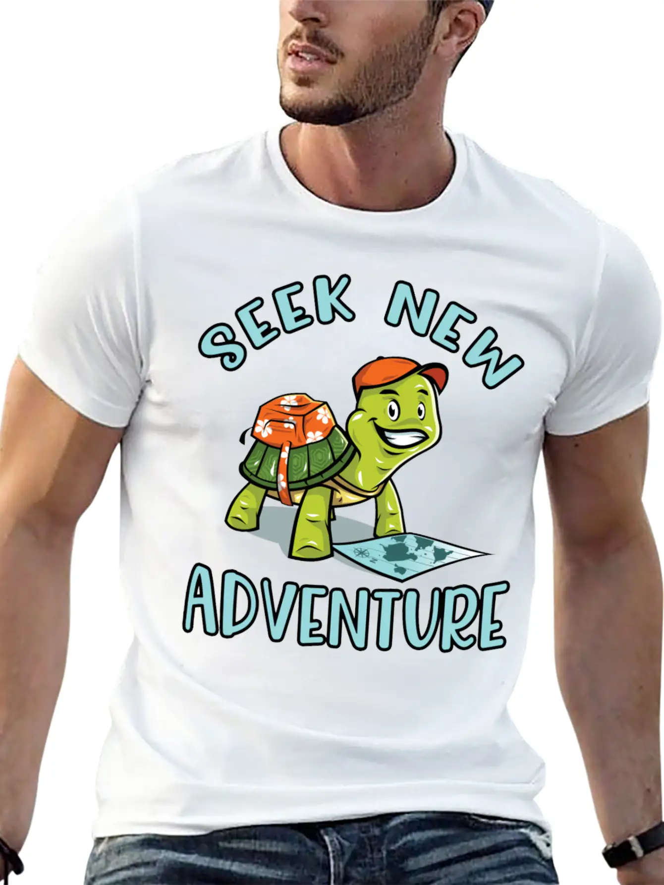 Adventure Turtle Unisex Short Sleeve Soft Cotton T-Shirt – Casual Everyday Wear