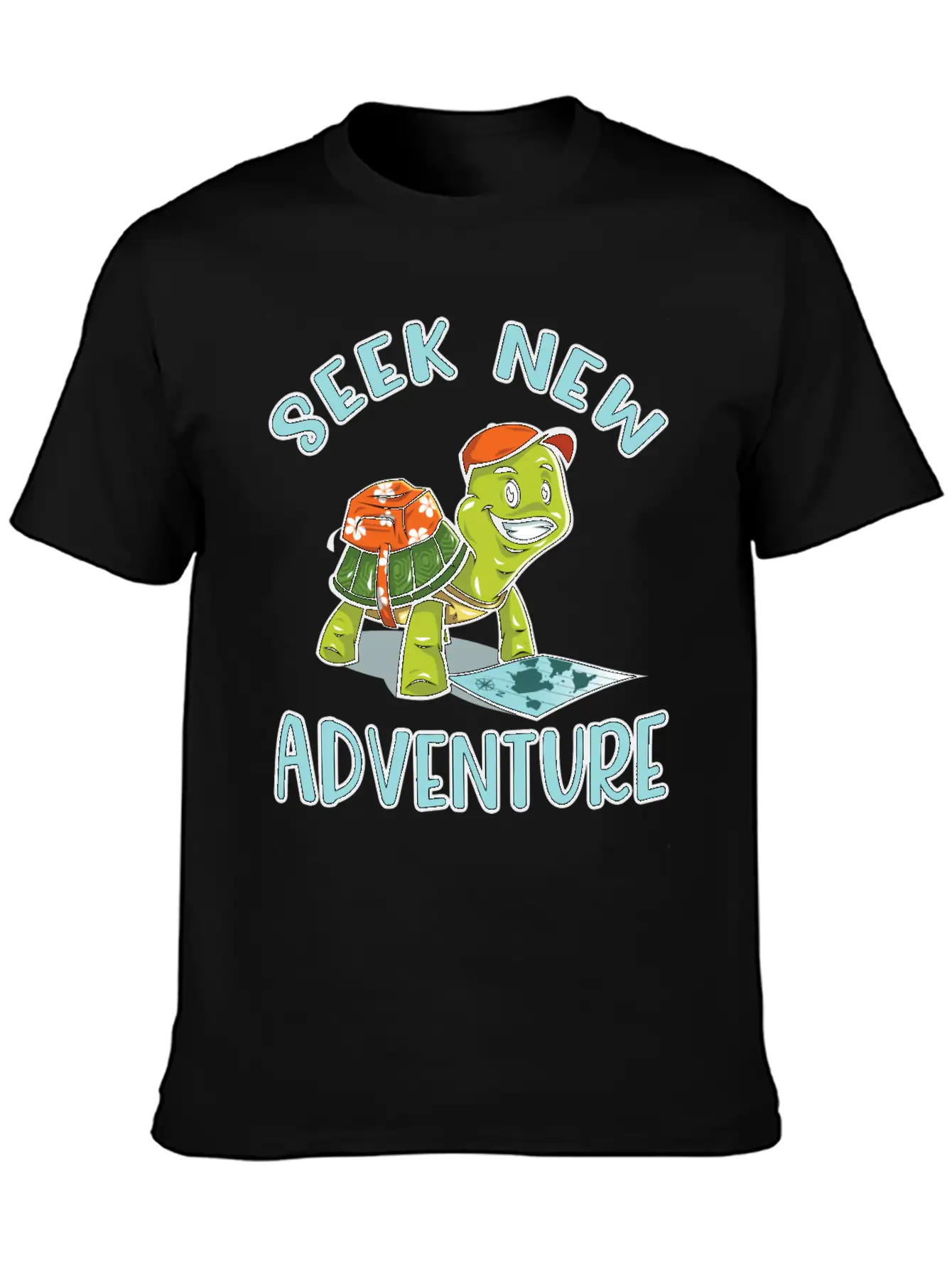 Adventure Turtle Unisex Short Sleeve Soft Cotton T-Shirt – Casual Everyday Wear