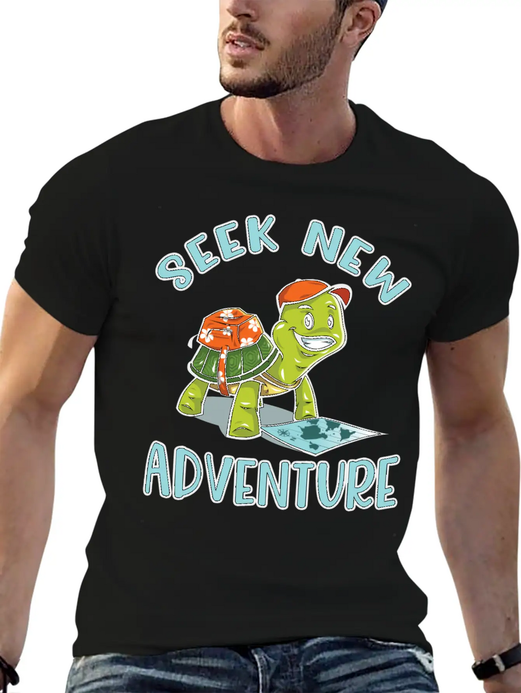 Adventure Turtle Unisex Short Sleeve Soft Cotton T-Shirt – Casual Everyday Wear