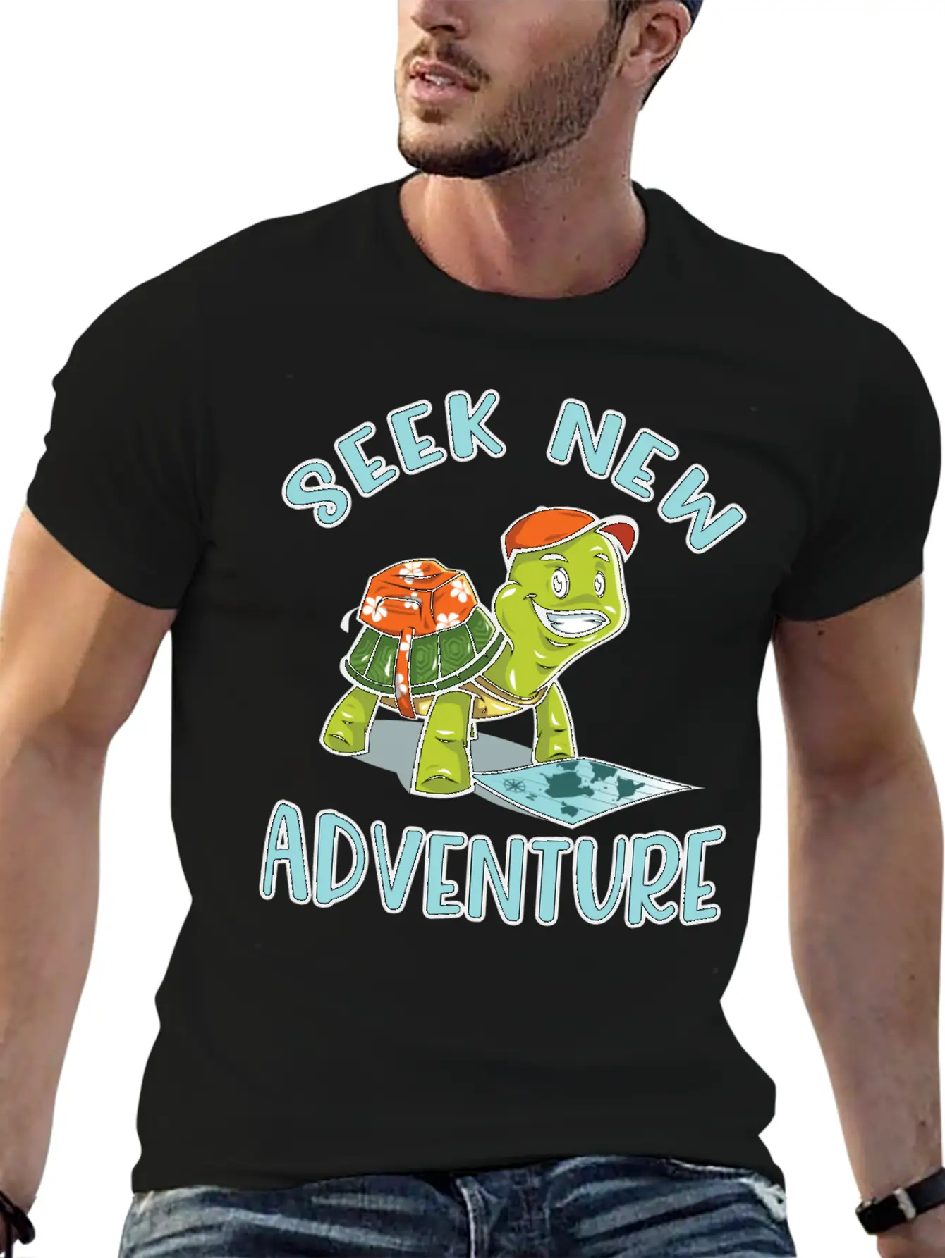 Adventure Turtle Unisex Short Sleeve Soft Cotton T-Shirt – Casual Everyday Wear