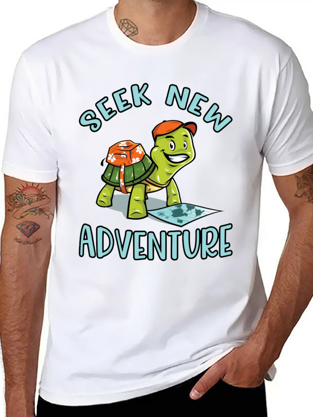 Adventure Turtle Unisex Short Sleeve Soft Cotton T-Shirt – Casual Everyday Wear