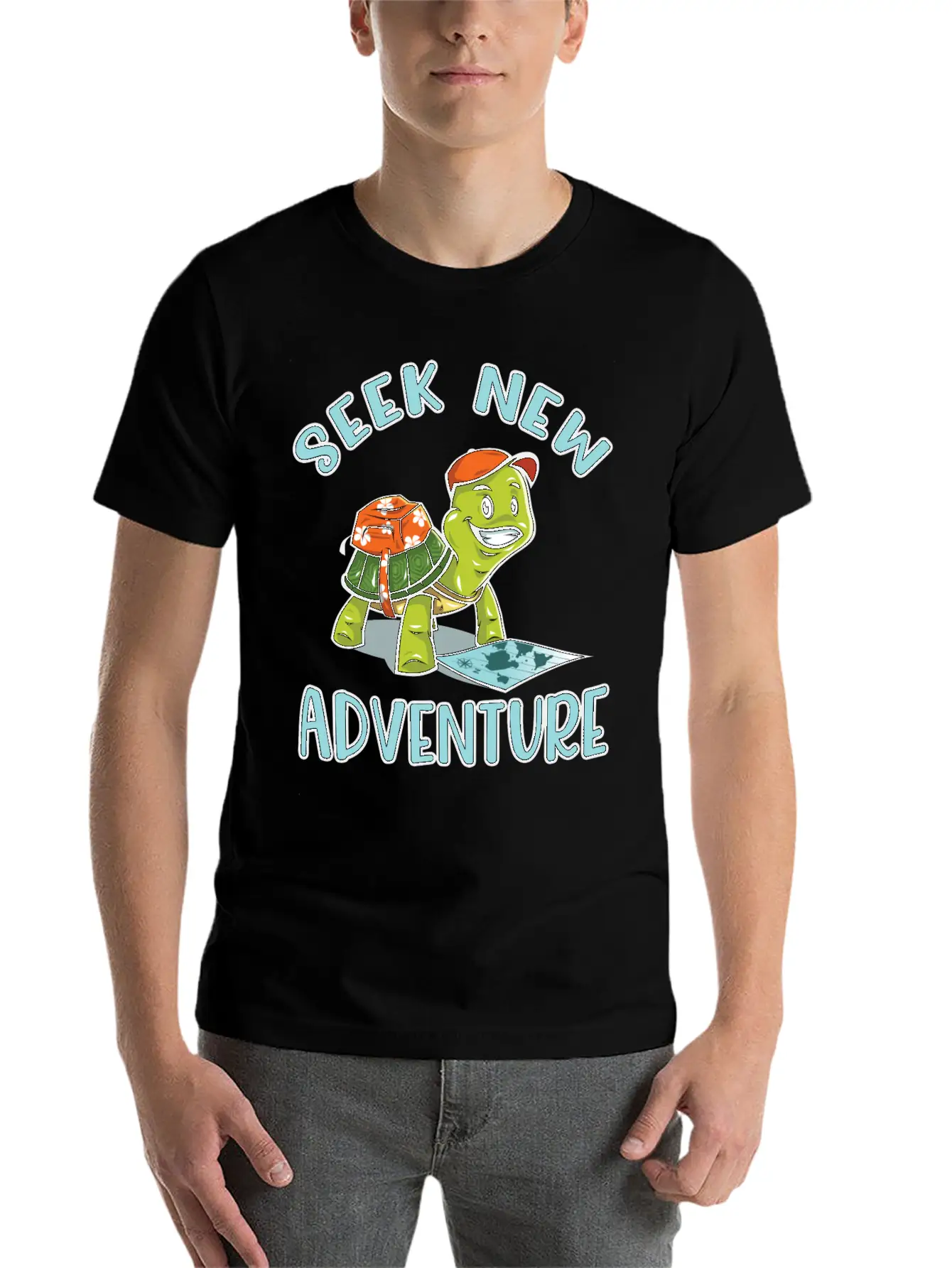 Adventure Turtle Unisex Short Sleeve Soft Cotton T-Shirt – Casual Everyday Wear