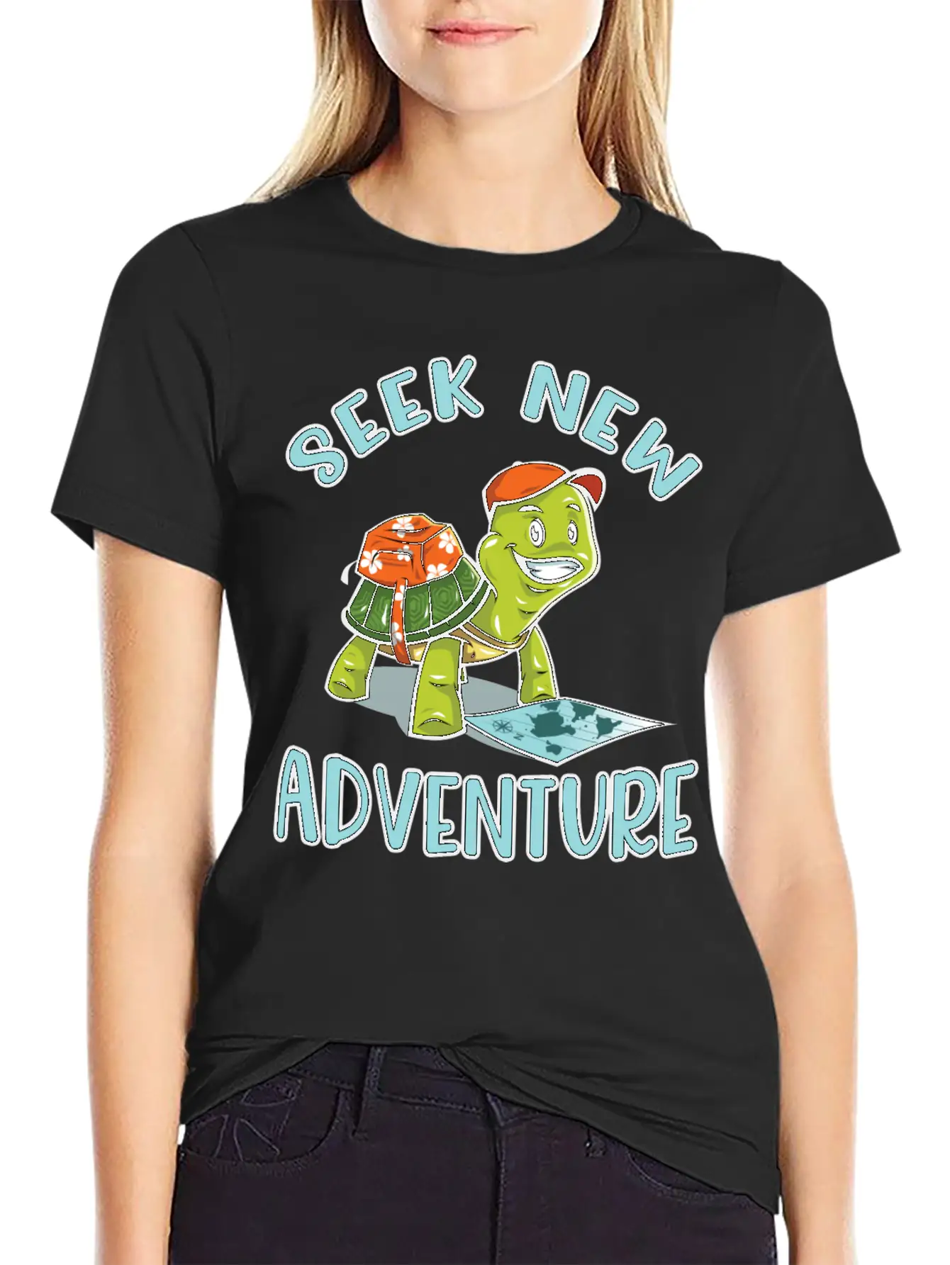 Adventure Turtle Unisex Short Sleeve Soft Cotton T-Shirt – Casual Everyday Wear