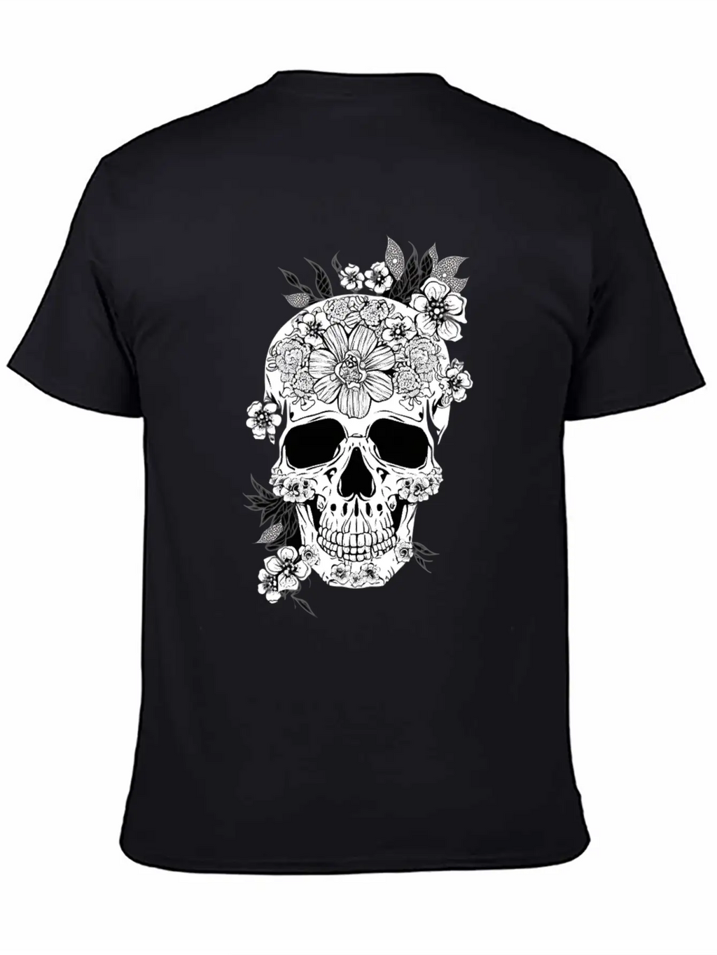 Aesthetic Flowers Skull Art Unisex Casual T-Shirt – Clean Design For Daily Comfort