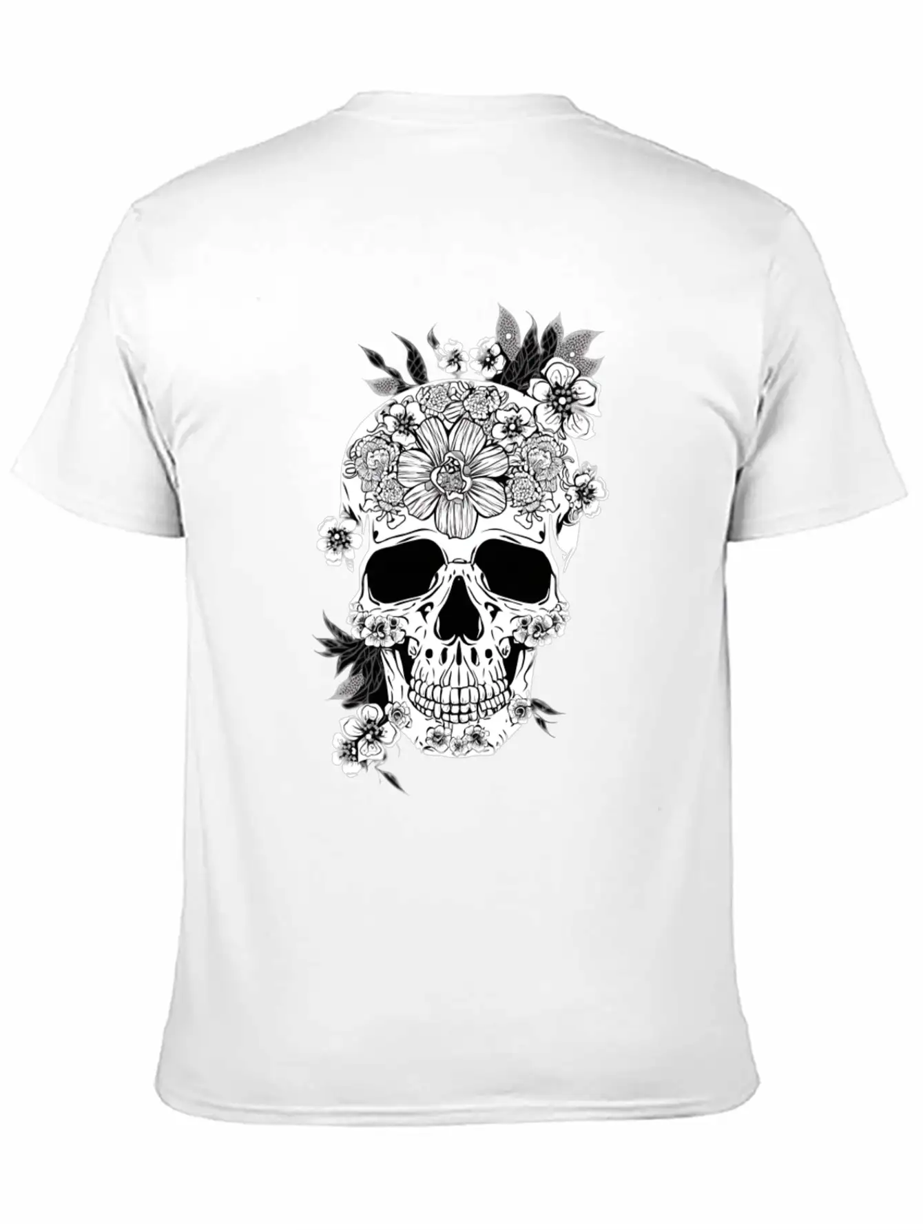 Aesthetic Flowers Skull Art Unisex Casual T-Shirt – Clean Design For Daily Comfort