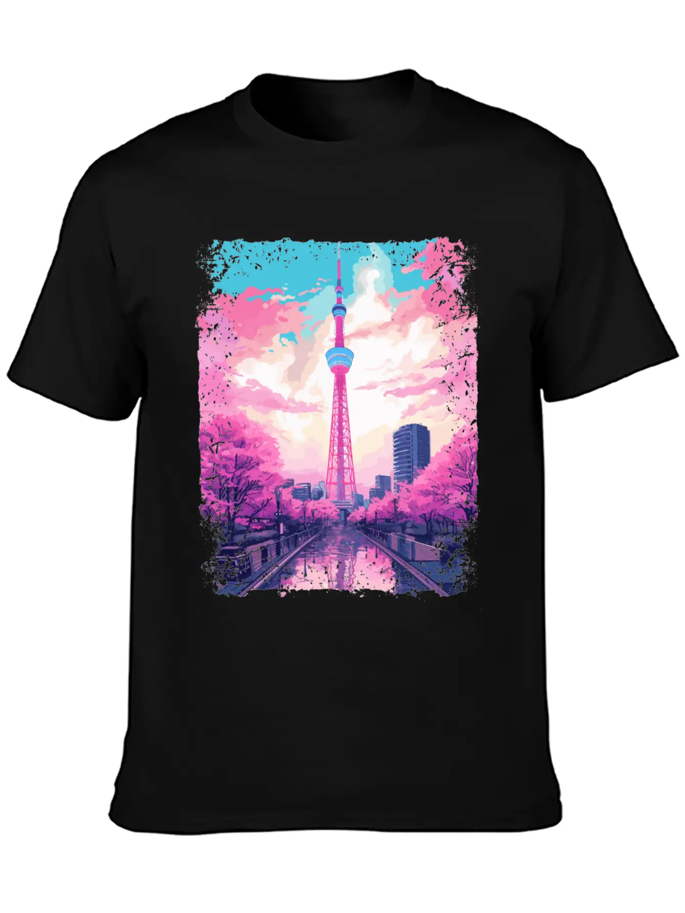 Aesthetic Skytree Tokyo Vaporwave Japanese Sight Breathable Graphic T-Shirt – Perfect For Casual Days