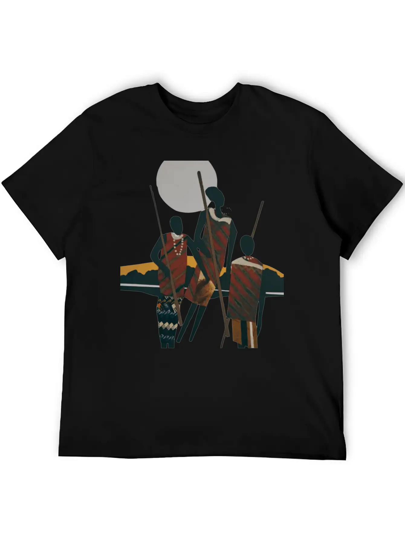 African Art, Tribal Men, Ethnic Art, Gift For All Classic Crew Neck Graphic Tee – Everyday Minimal Look